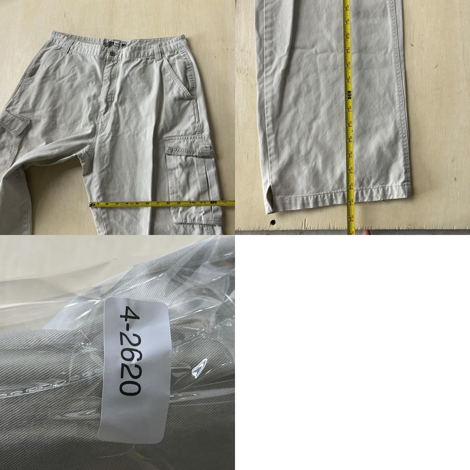 Vintage PLUGG Cargo Pants Mens 36x34 Beige Canvas Relaxed Fit Casual Utility Pockets Size US 36 / EU 52 - 8 Thumbnail