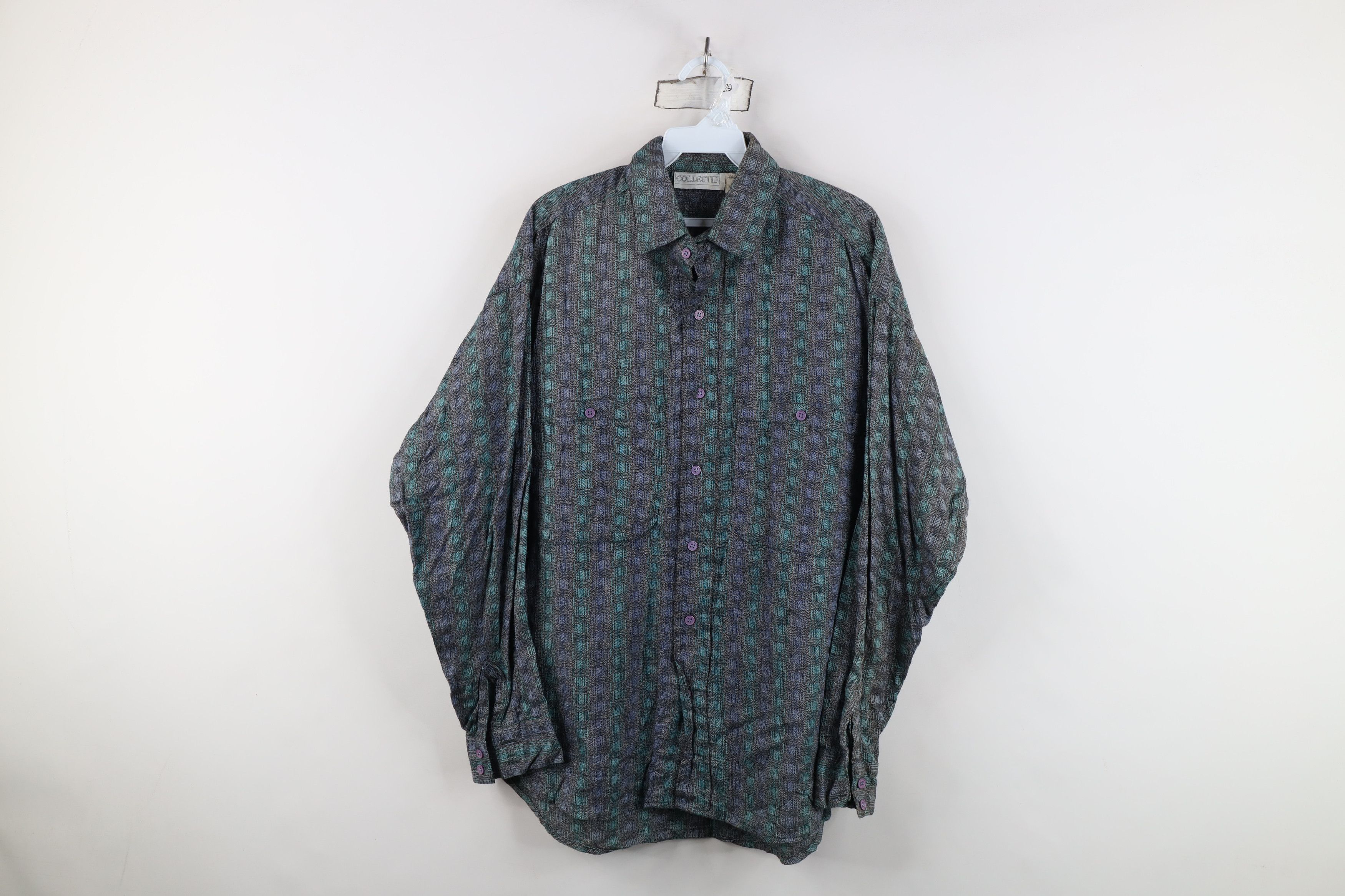 Vintage Vintage 90s Streetwear Madras Cotton Knit Button Shirt Size US M / EU 48-50 / 2 - 1 Thumbnail