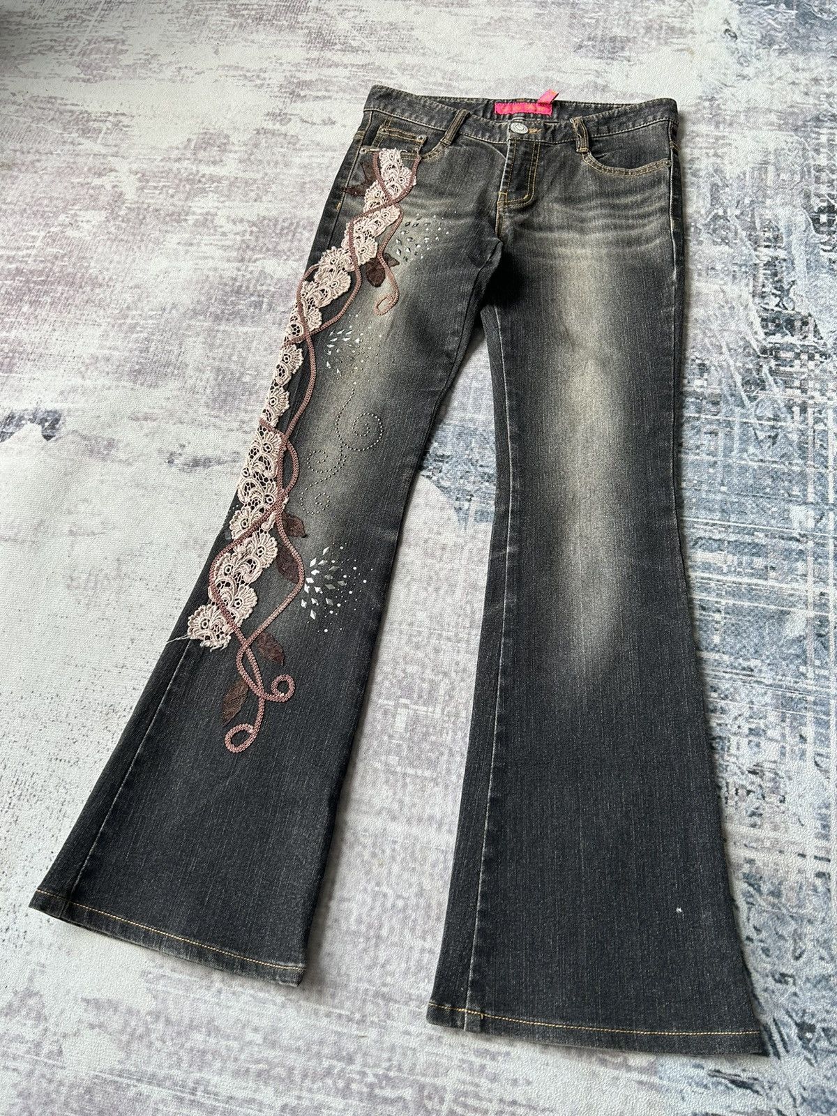 If Six Was Nine Lucy Pearl Flared Jeans Size US 29 - 4 Thumbnail