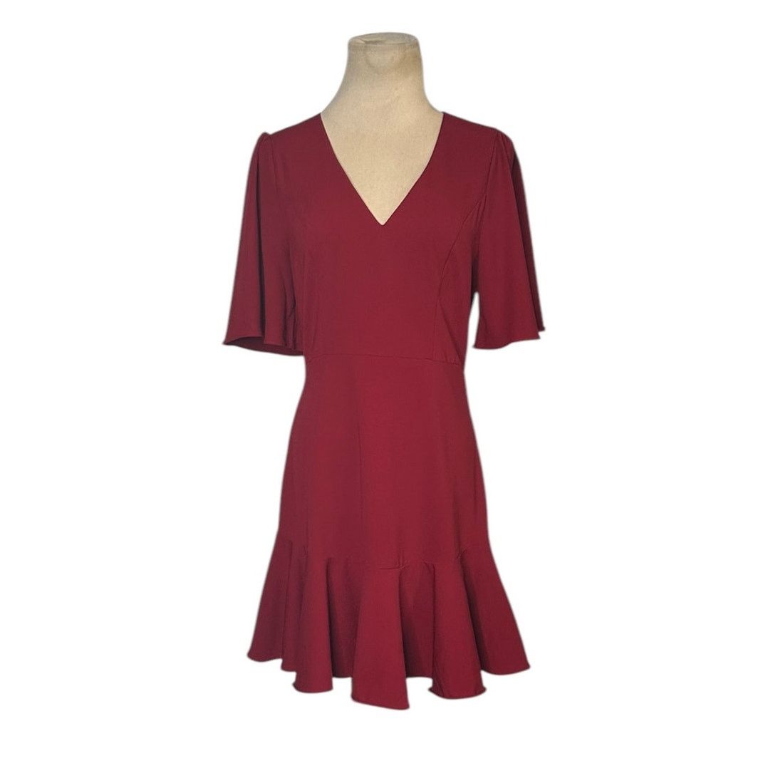 Forever 21 Forever 21 burgundy flouncy hem sheath mini dress size Small Size S / US 4 / IT 40 - 10 Thumbnail