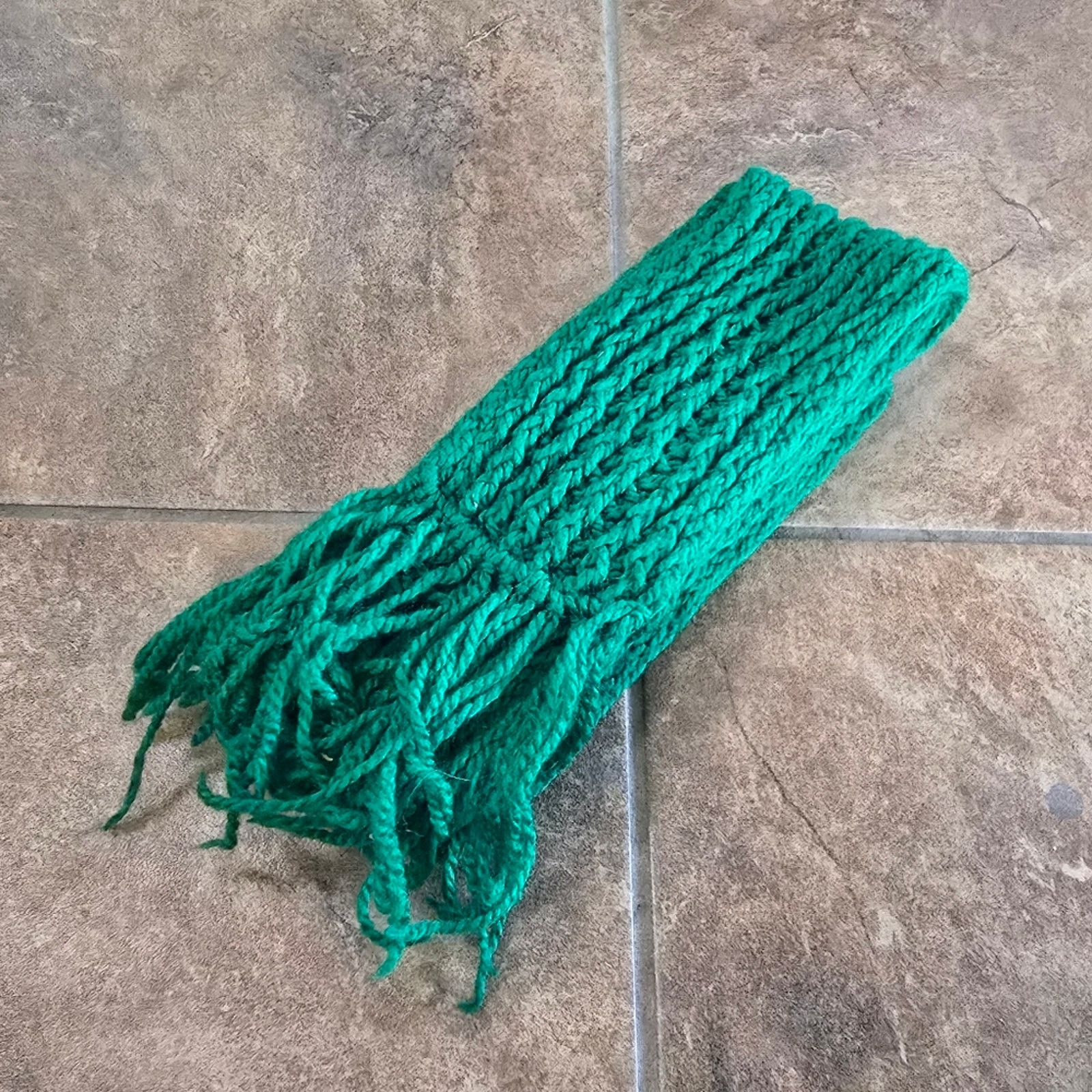 Other Dark Green Knit Fringed Scarf Size ONE SIZE - 3 Thumbnail