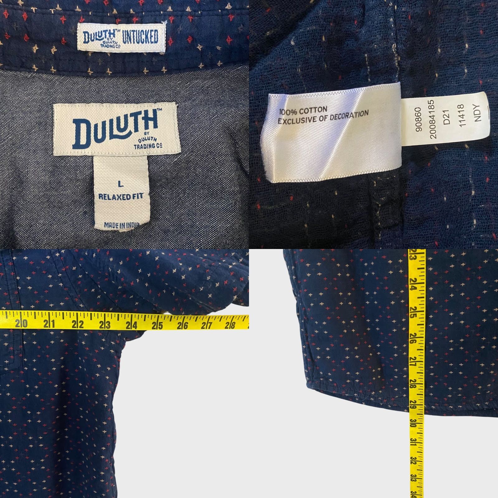 Vintage DULUTH Relaxed Fit Indigo Button-Up Shirt Men's Large Short Sleeve Geometric Blue Outdoor Classic Size US L / EU 52-54 / 3 - 8 Thumbnail