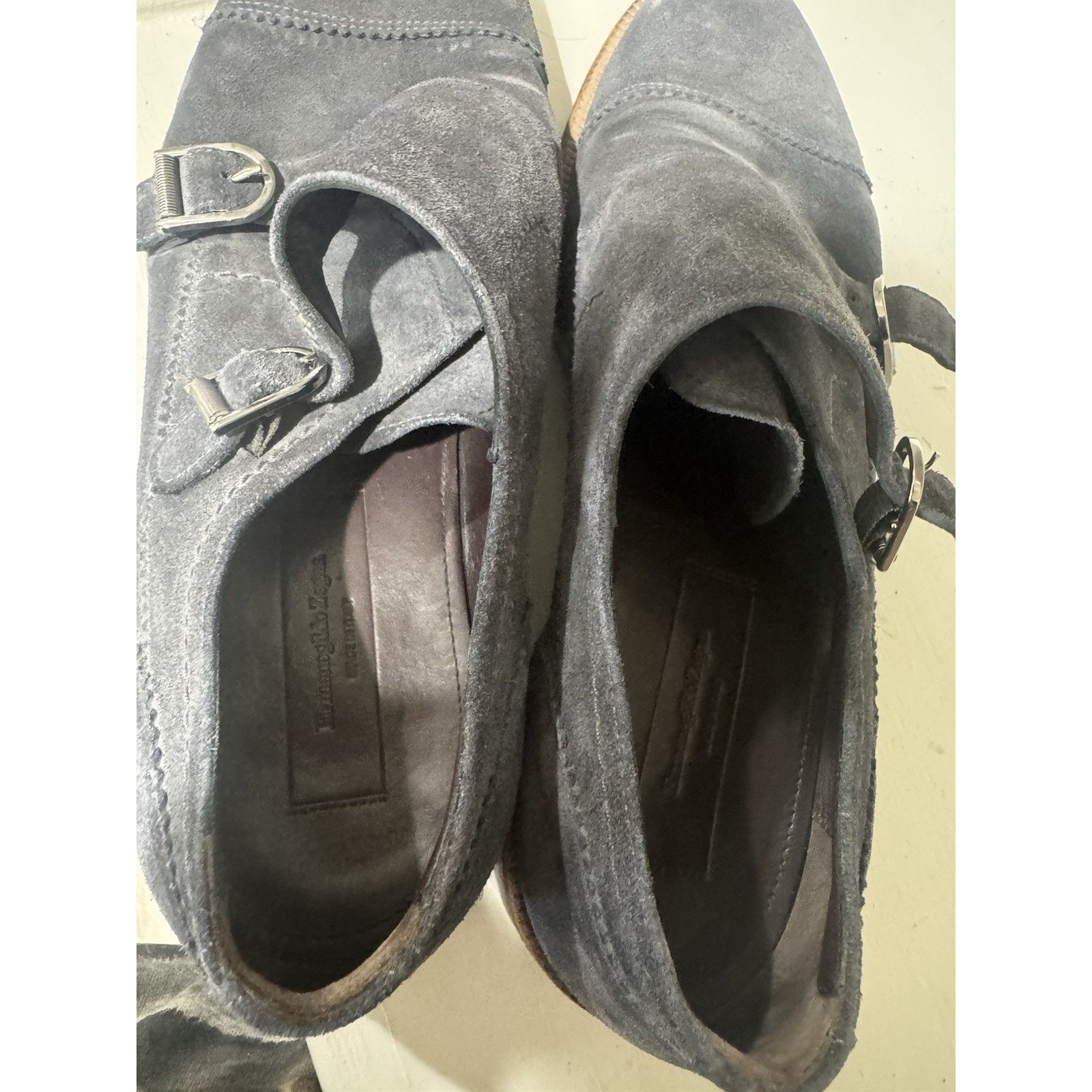 Ermenegildo Zegna Ermenegildo Zegna Charcoal Gray Suede Monk Strap Loafer sz9 Size US 9 / EU 42 - 4 Thumbnail
