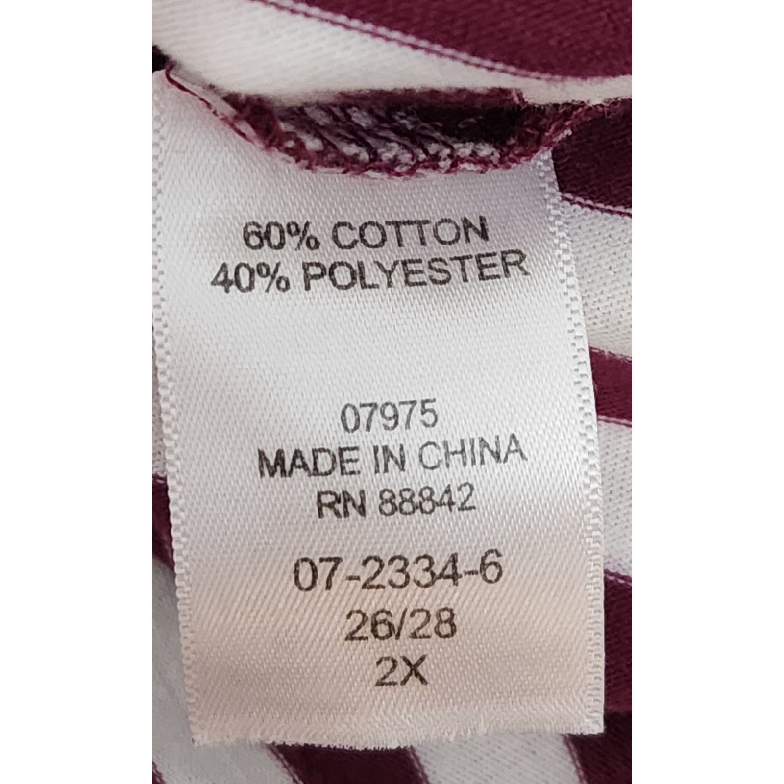 Other Woman Within Burgundy White Striped Top 26 28 2X Plus Size XXL / US 16-18 / IT 52-54 - 5 Thumbnail