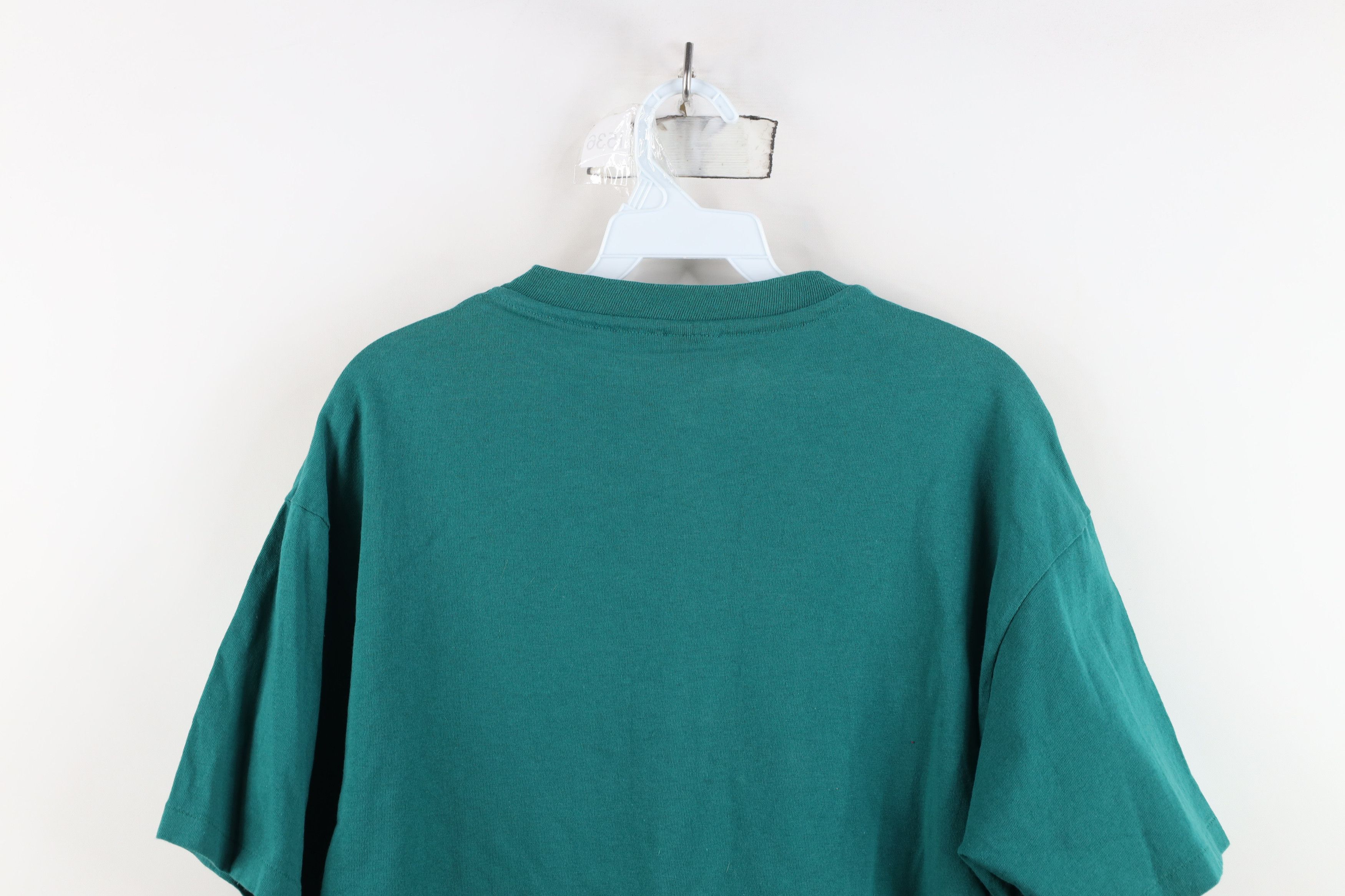 Hanes Vintage 90s Hanes Short Sleeve V-Neck T-Shirt Green Cotton Size US M / EU 48-50 / 2 - 10 Thumbnail