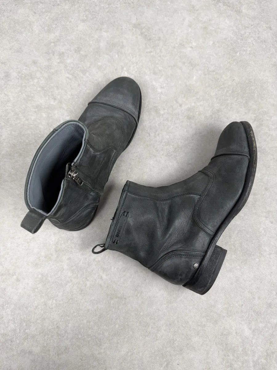 Diesel Diesel Grey Eroded Leather Boots Size US 9 / EU 42 - 4 Thumbnail