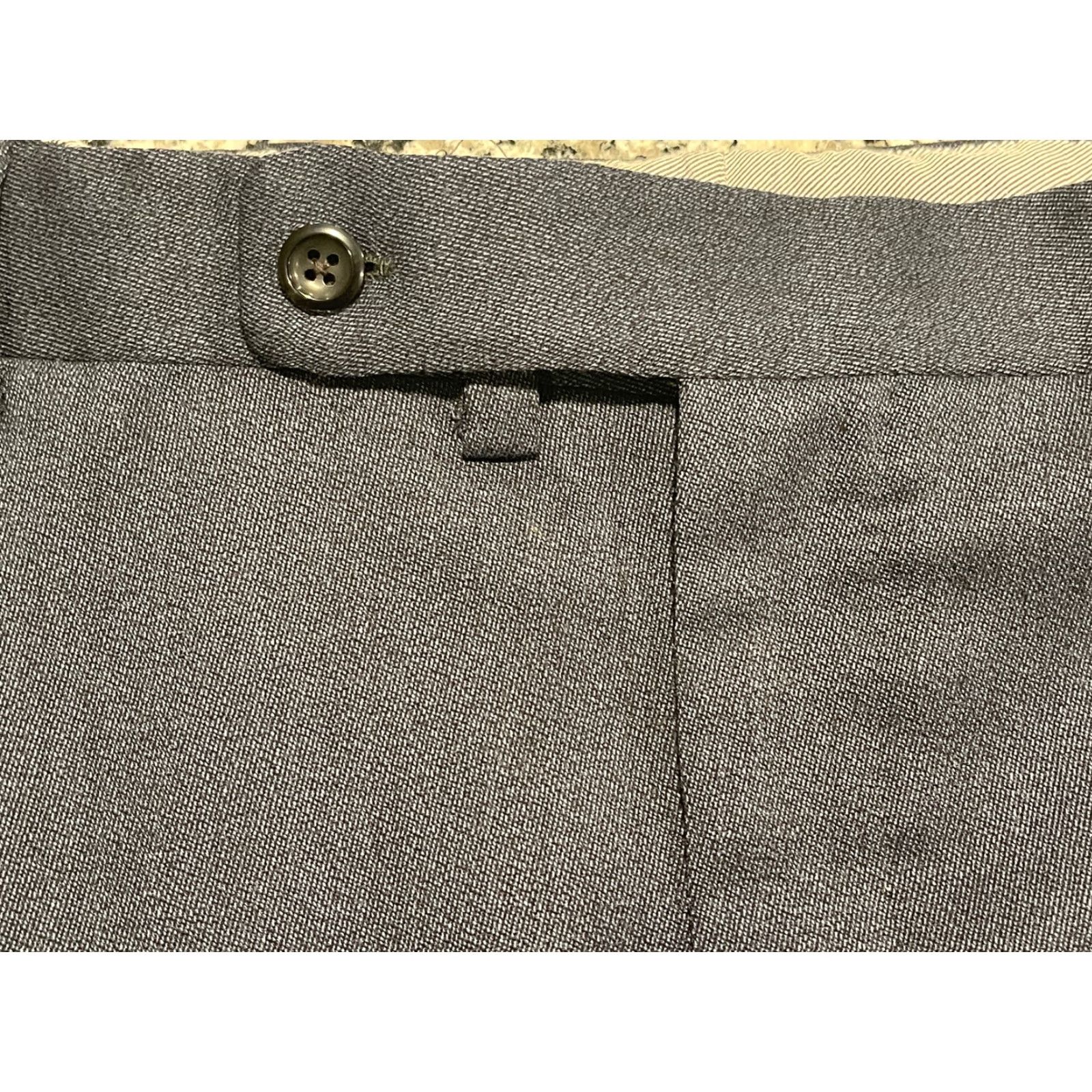 Vintage Oxxford Clothes Dress Pants Man Gray Dress Pants 38x26 Grayish Blue Solid Mens Pants 38 26 Inseam Regular Style: Dress Pants Size US 38 / EU 54 - 4 Thumbnail