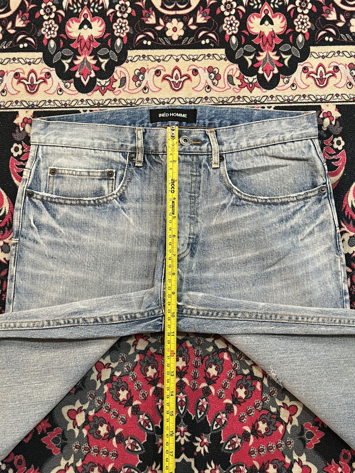 Yohji Yamamoto Ined Homme Light Washed Faded Distressed Straight Jeans Size US 31 - 14 Thumbnail