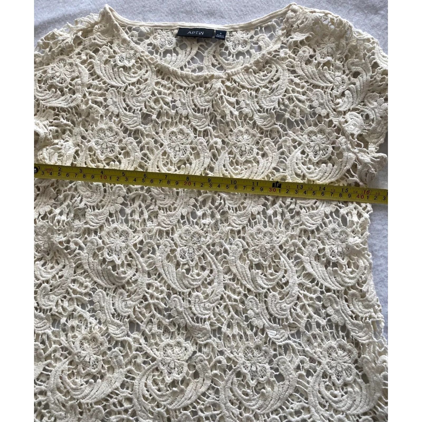 Apt. 9 Apt. 9 Women’s Blouse Top Small Ivory Cream Lace Short Sleeve Shirt Womens Regular Size S Square Neck Casual Romantic Cotton Blend Lace Pattern Size S / US 4 / IT 40 - 3 Thumbnail