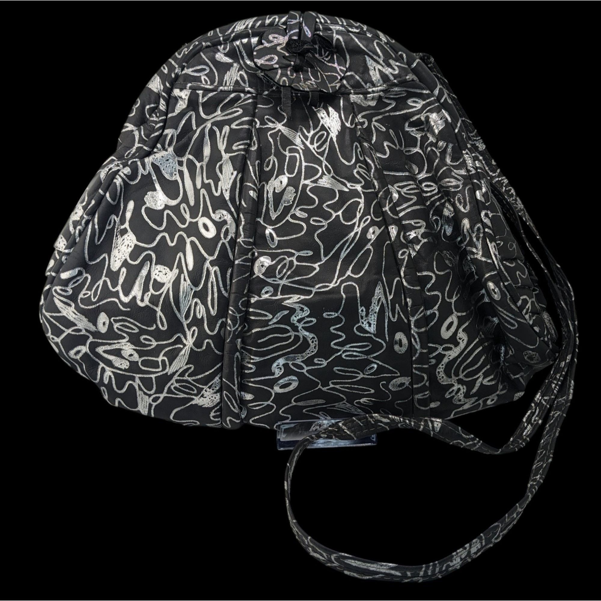 Other Vintage 90s Miriam Grey & Silver Abstract Pattern Genuine Le Size ONE SIZE - 1 Thumbnail