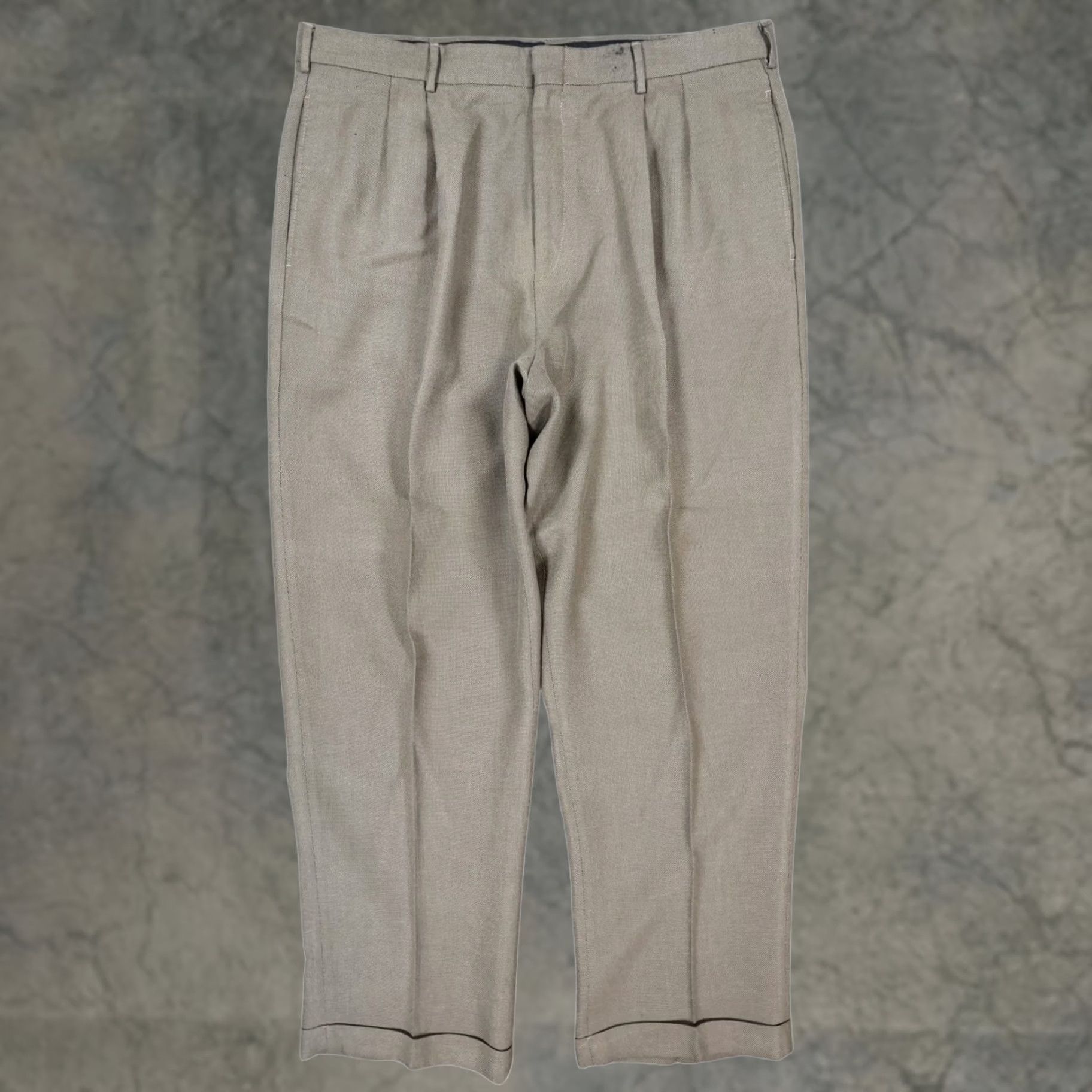van heusen pleated dress pants NWT Van Heusen Men's Beige Chino Pleated Front Cuffed Dress Pants Sz 36 X  30