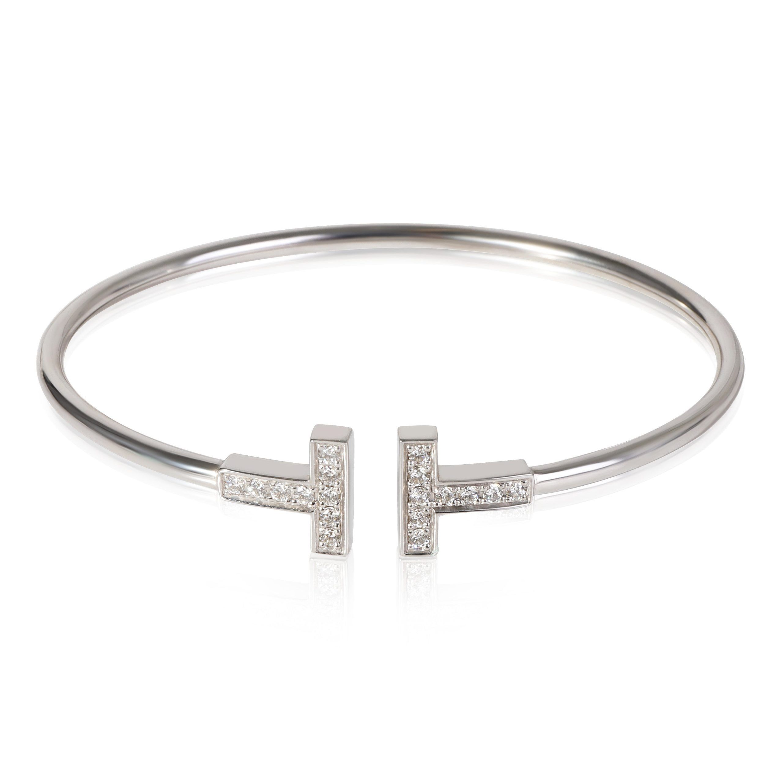 Tiffany & Co. T Wire Diamond Bracelet in 18k White Gold 0.22 CTW