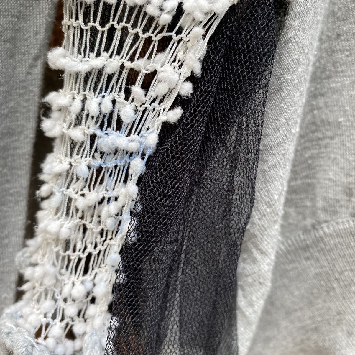 Toga TOGA TOGA ARCHIVES Gray Knit Top with Black Tulle Trim Size L / US 10 / IT 46 - 4 Thumbnail