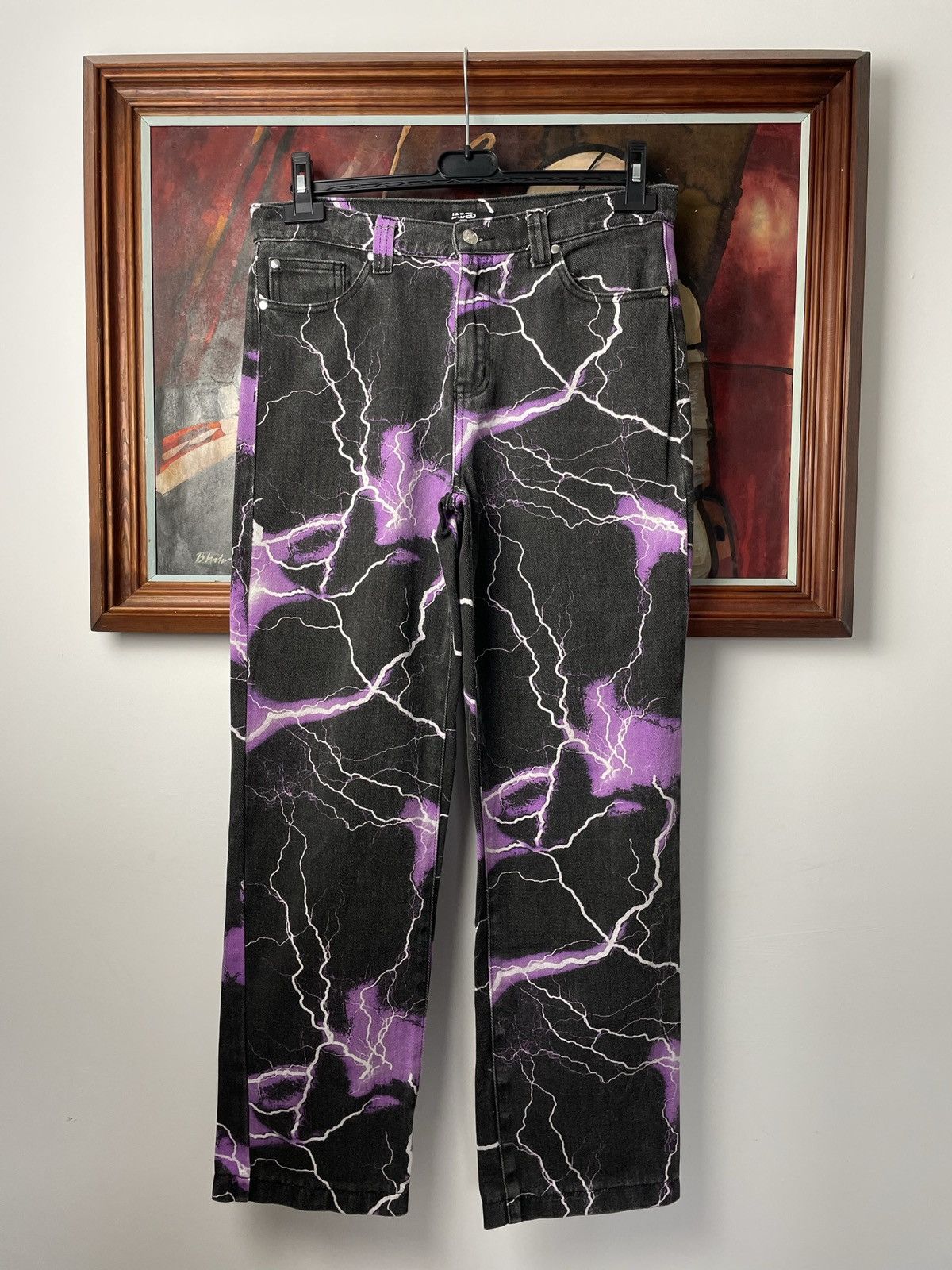 Jaded London Denim Jeans Thunder All Over Print Skate Fit