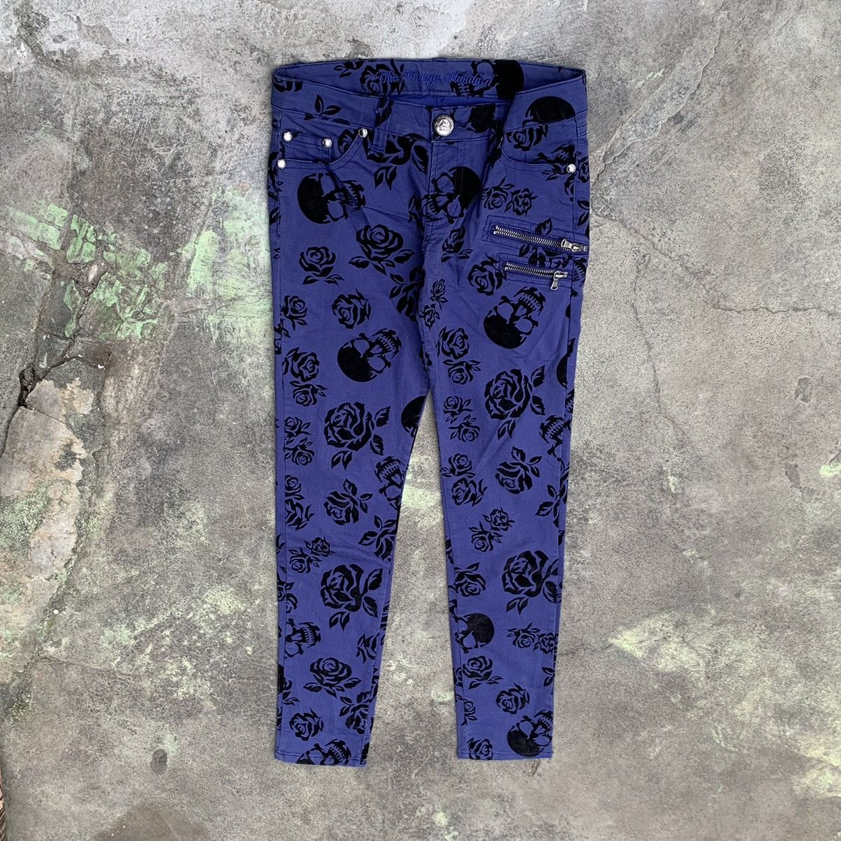 Japanese Brand Japanese pants towell skull art Size 29" - 2 Thumbnail