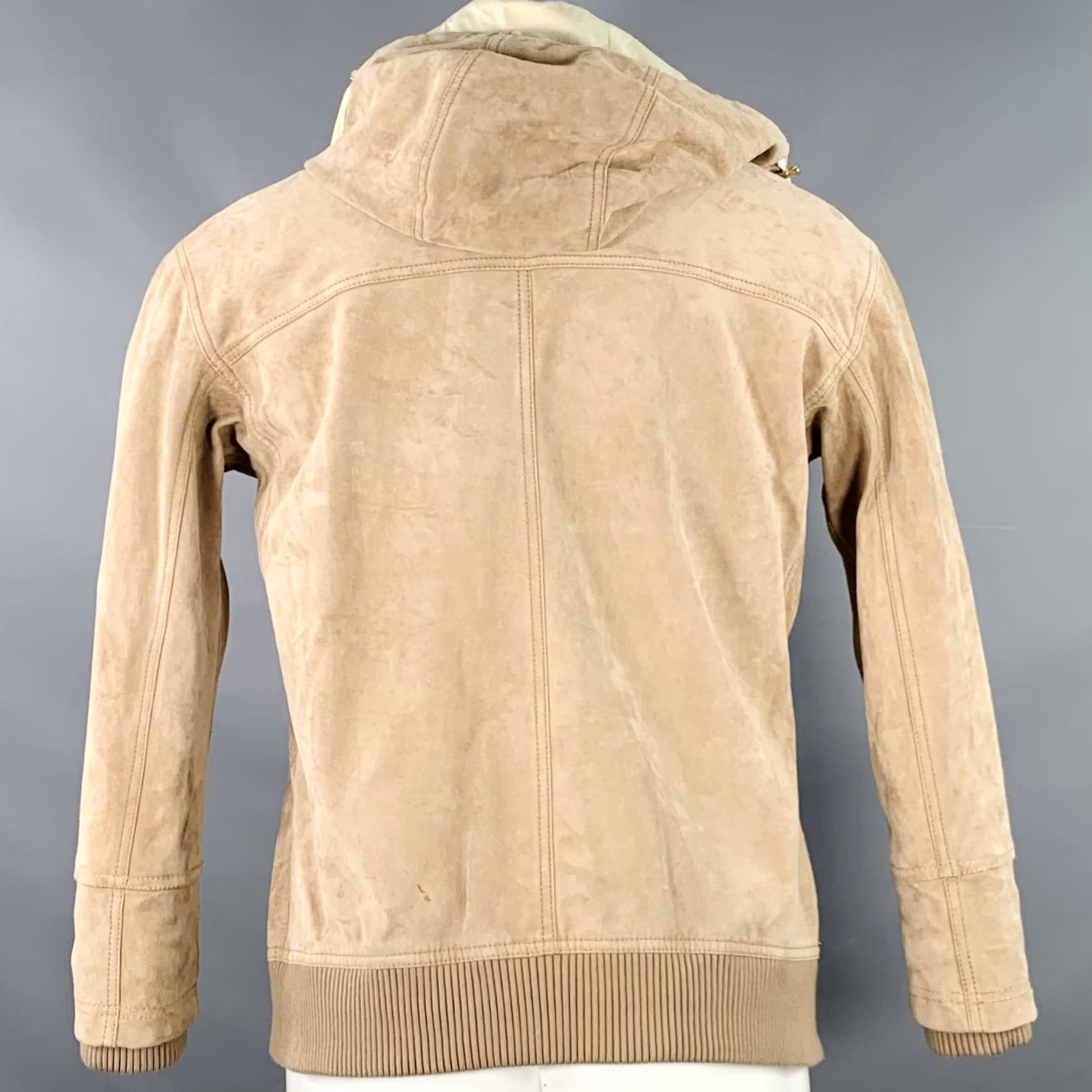 Balmain BALMAIN Suede Jacket Size S Beige Calfskin Hooded Asymmetrical Snaps SS16 Size US S / EU 44-46 / 1 - 5 Thumbnail