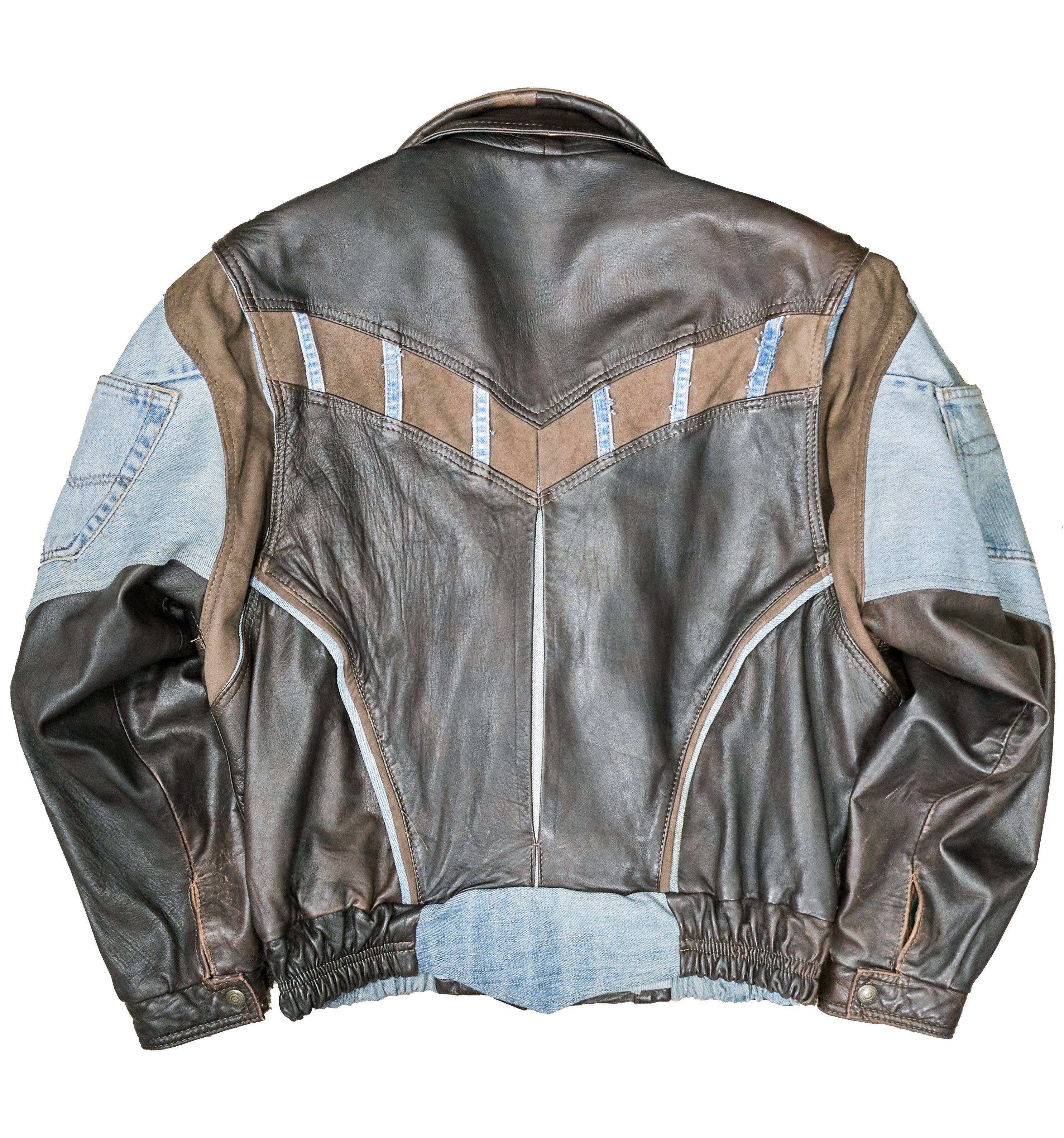 Vintage Vintage 80s Italian leather biker jacket with denim inserts Size US XL / EU 56 / 4 - 3 Thumbnail