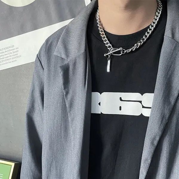 Other Titanium Steel Link Chain Necklace for Men Women Hip Hop Size ONE SIZE - 4 Thumbnail