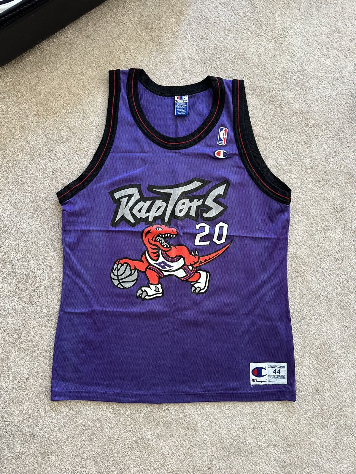 Champion × NBA × Vintage 90s Toronto Raptors Damon Stoudamire Signed Champion Jersey Size US L / EU 52-54 / 3 - 1 Thumbnail