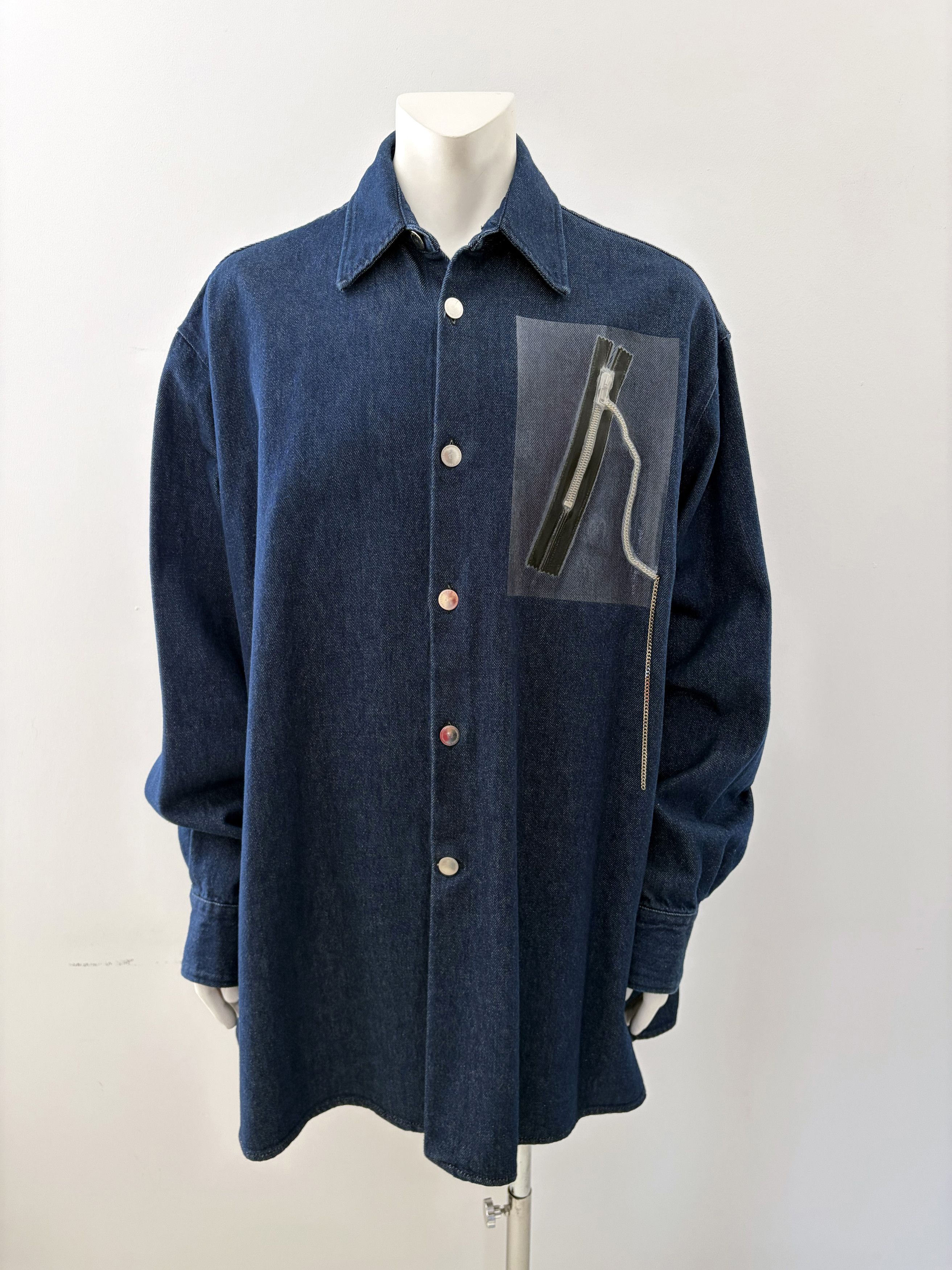 Raf Simons SS19 'Big Fit Shirt With Zipper' Blue Denim Size US M / EU 48-50 / 2 - 1 Thumbnail
