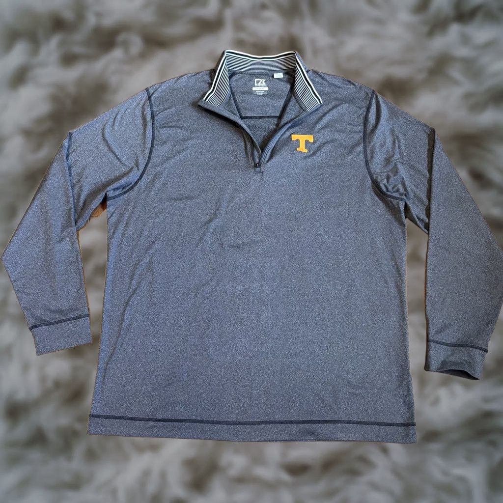 Cutter & Buck VINTAGE Mens Cutter & Buck CB DryTec Golf 1/2 Zip Pullover Tennessee Volunteers Gray XXL Size US XXL / EU 58 / 5 - 1 Thumbnail