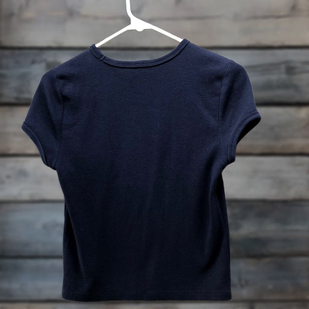 Gap Gap Womens S Navy Blue Waffle Knit Short Sleeve Crewneck Fitted T-Shirt Size S / US 4 / IT 40 - 1 Thumbnail