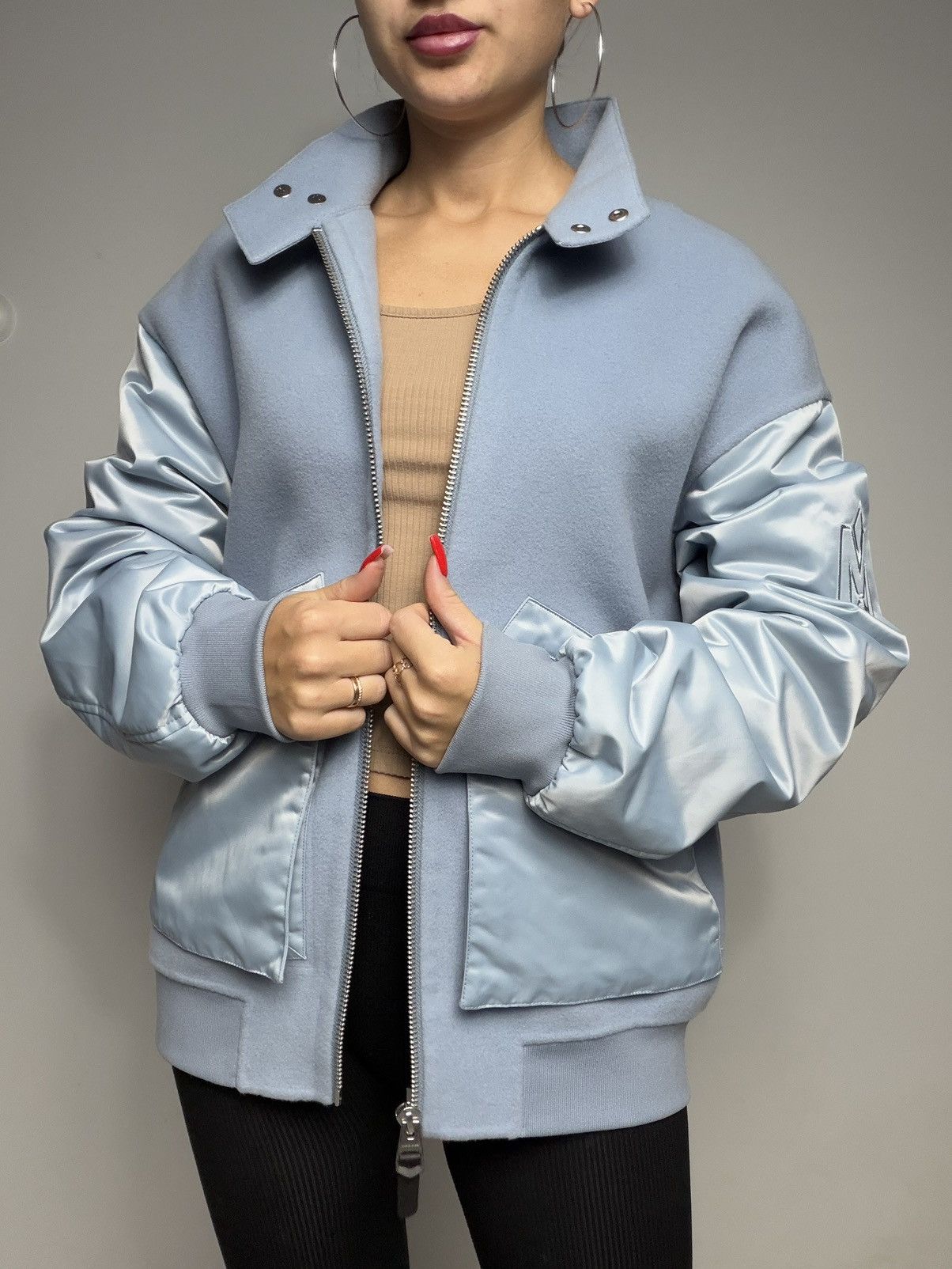 Mackage Mackage Monreal Wool Cashmere Bomber Baby Blue Women’s Size S / US 4 / IT 40 - 6 Thumbnail