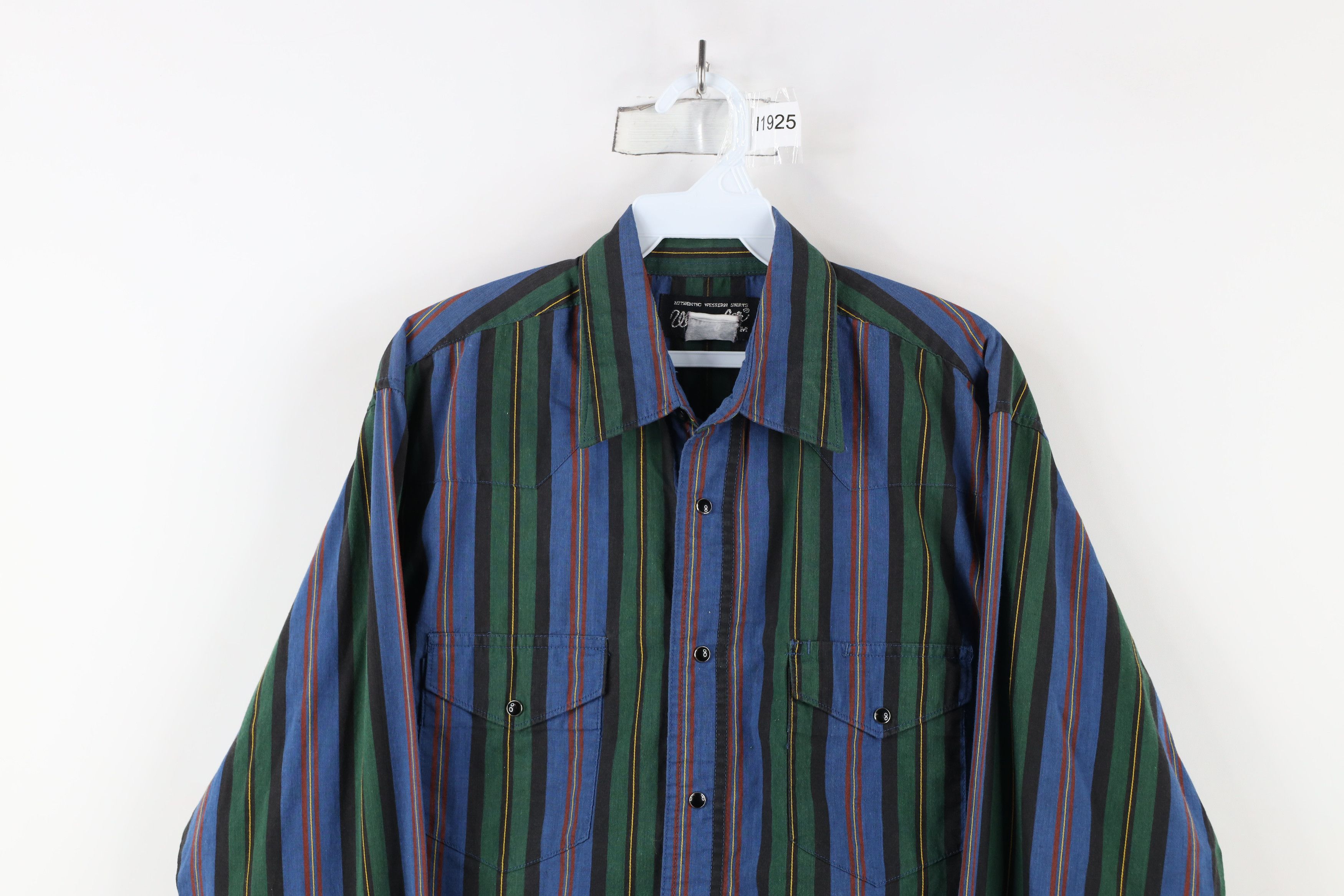 Vintage × Wrangler Vintage 90s Wrangler Striped Western Snap Button Shirt Size US M / EU 48-50 / 2 - 2 Thumbnail