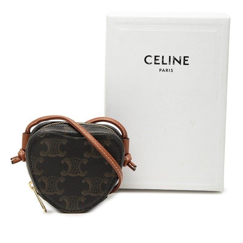 Celine Celine Micro Heart Pochette Coated Canvas Shoulder Bag Brown Size ONE SIZE - 8 Thumbnail
