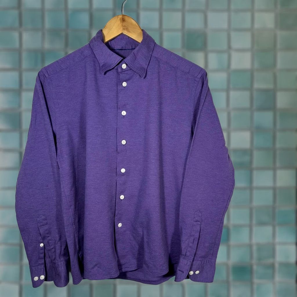 Eton Eton Purple Pique Cotton Long Sleeve Button-Down Shirt Size L Mens Regular Collar Button-Up Size US L / EU 52-54 / 3 - 1 Thumbnail