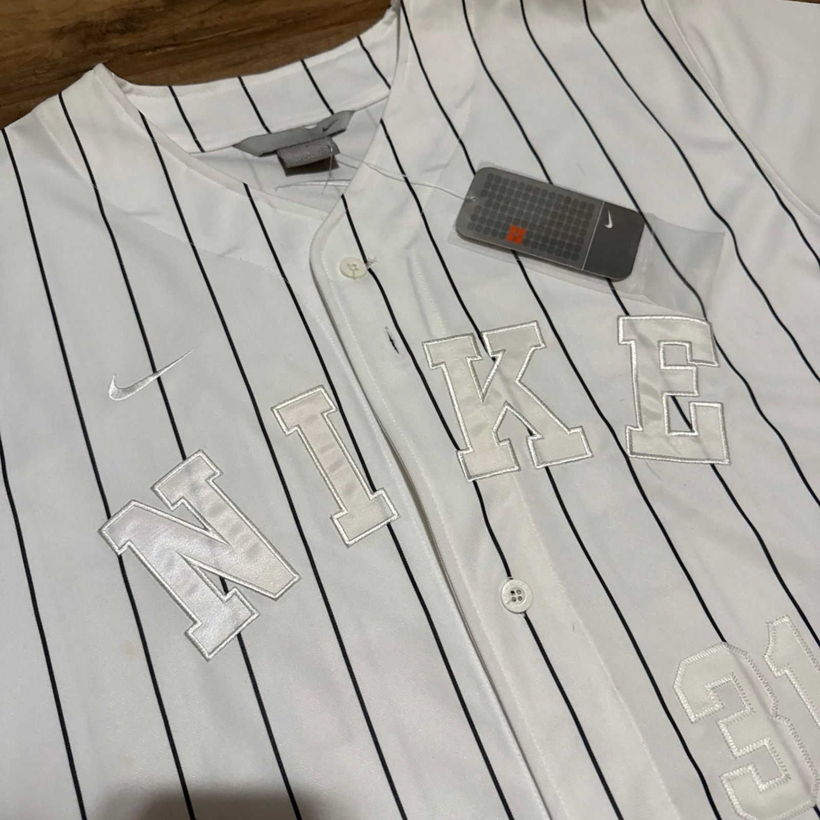 Nike 2002 Nike Button Up Baseball Pinstripe Jersey #31 Size US L / EU 52-54 / 3 - 2 Thumbnail