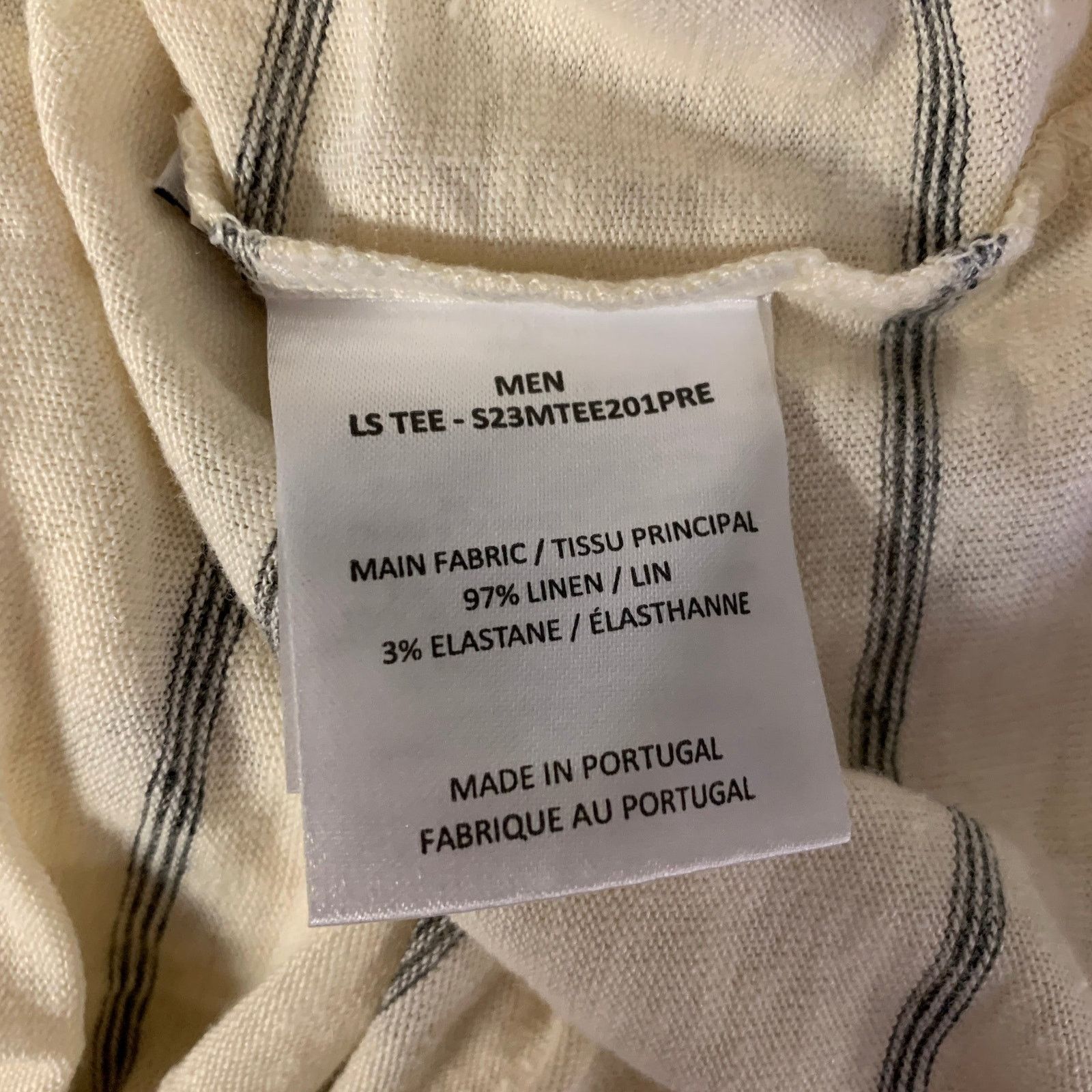 Officine Generale OFFICINE GENERALE Size L Cream Grey Stripe Linen Pullover Size US L / EU 52-54 / 3 - 5 Thumbnail