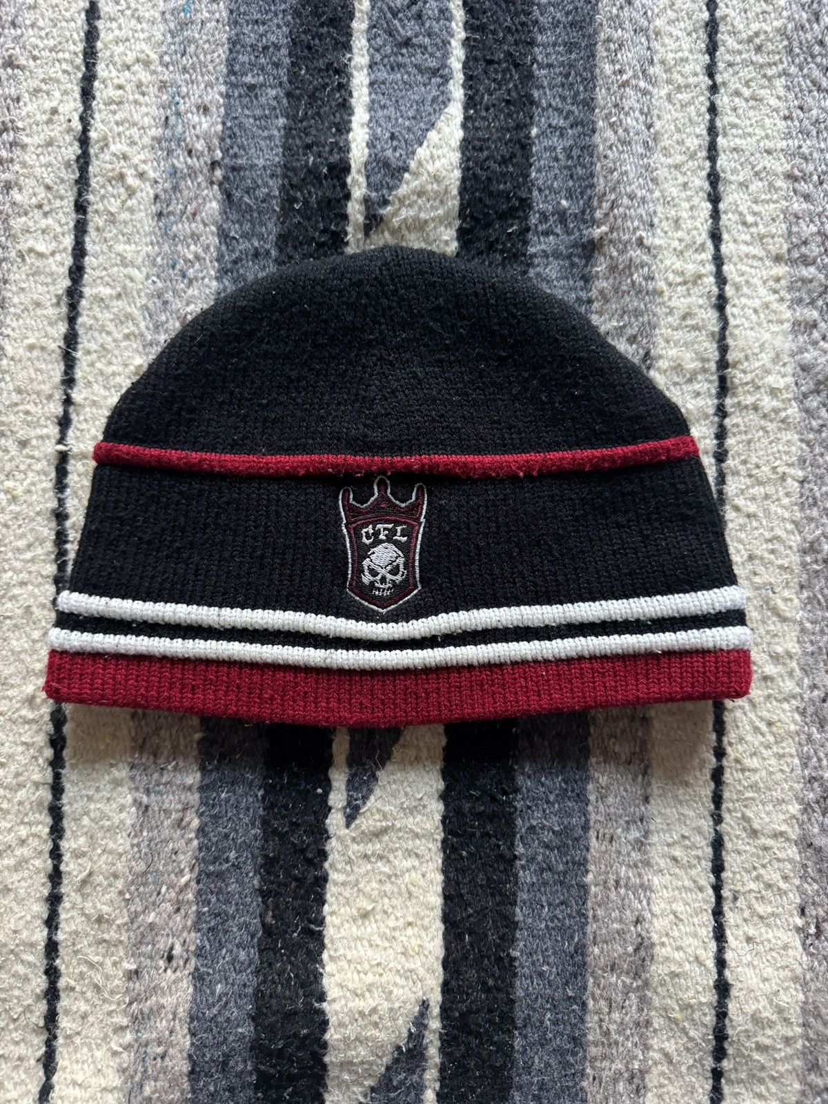 West Coast Choppers Vintage West Coast Choppers CFL Skull Biker Beanie Hat Size ONE SIZE - 4 Thumbnail
