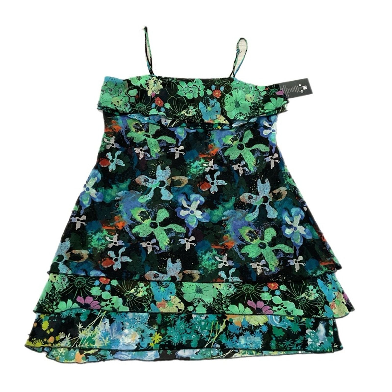 Vintage Tropical Sodi Flower Layered Dress Size XL / US 12-14 / IT 48-50 - 1 Thumbnail