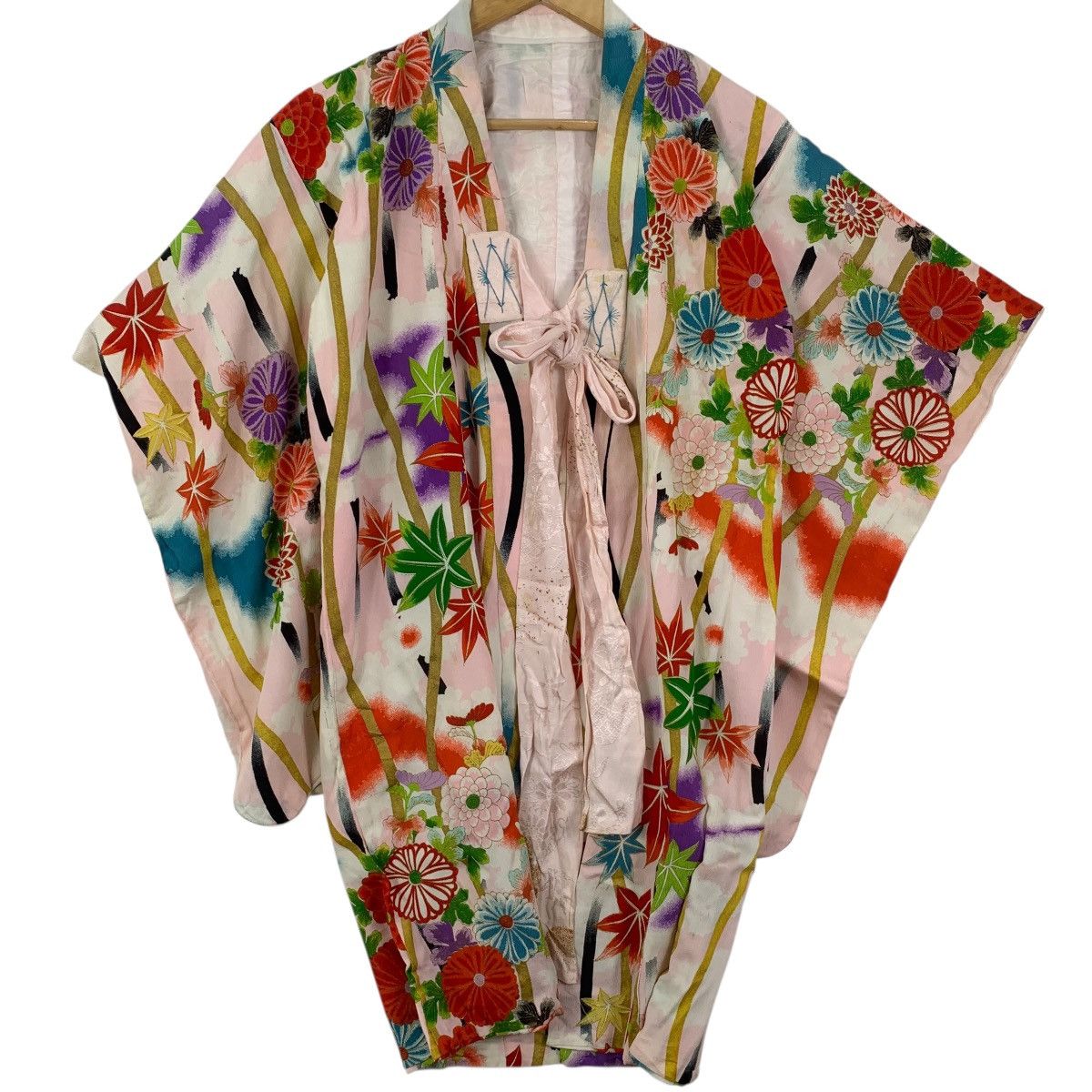 Vintage Vintage 70s KIMONO JAPAN FLORAL Flower AOP Sukajan Coat Size XXL / US 16-18 / IT 52-54 - 5 Thumbnail