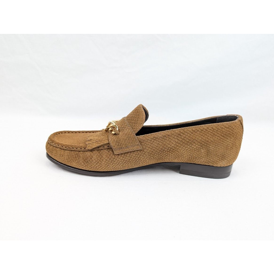 Celine o1rshd1 Lizard Stamped Suede Calfskin Loafers in Tan Size US 7 / EU 40 - 10 Thumbnail