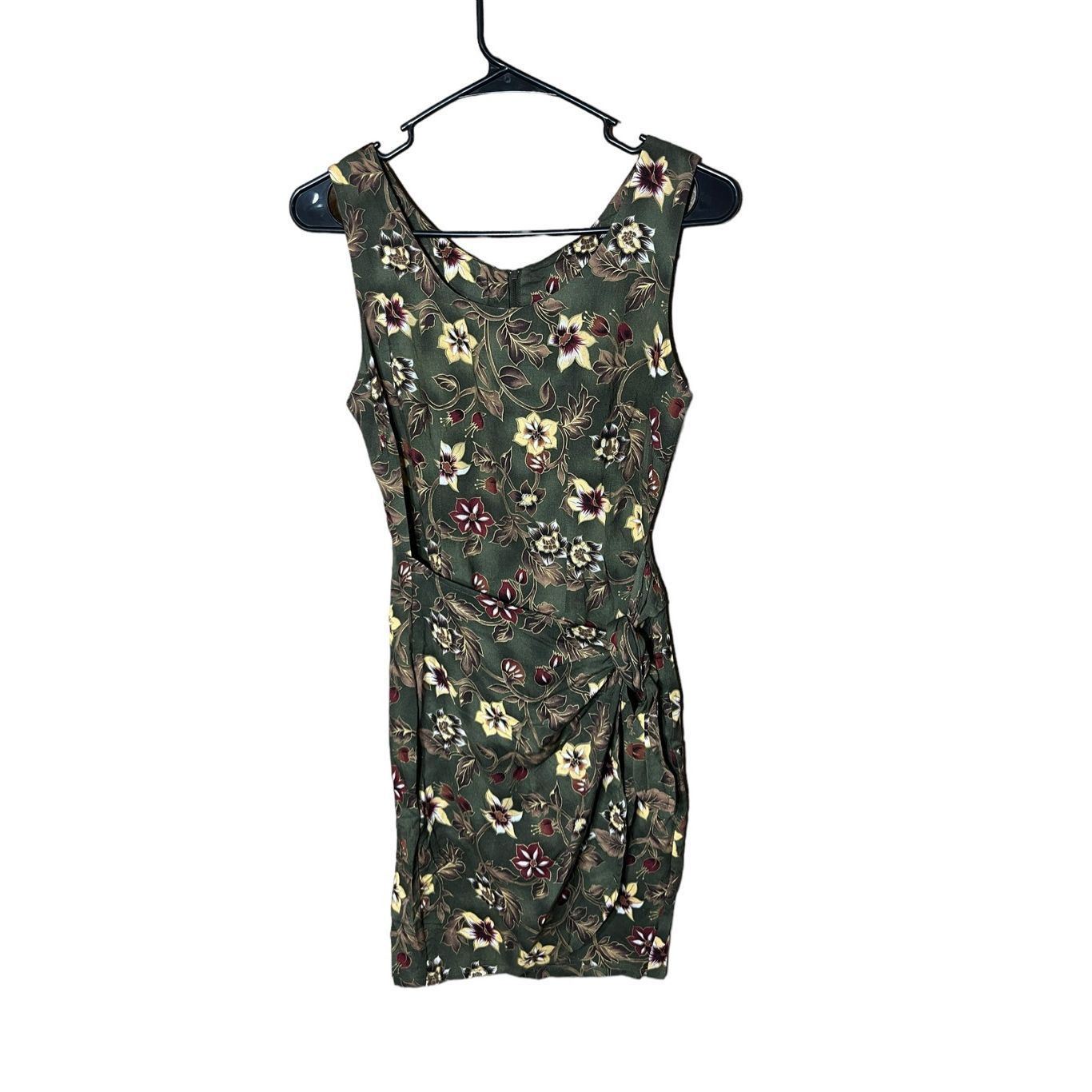 Other Vintage Tickets 90s Green Floral Print Wrap Dress Size 5/6 Size M / US 6-8 / IT 42-44 - 1 Thumbnail