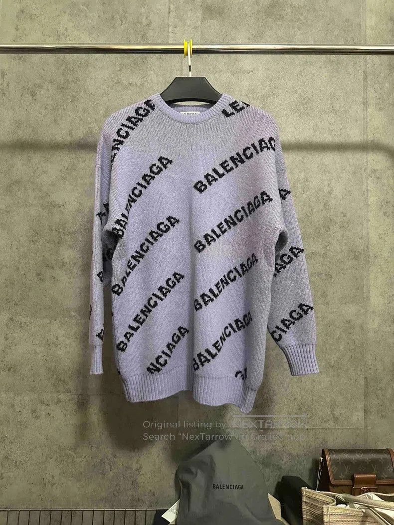 Balenciaga Balenciaga Logo Knit Purple Sweater XS. Size US XS / EU 42 / 0 - 1 Thumbnail