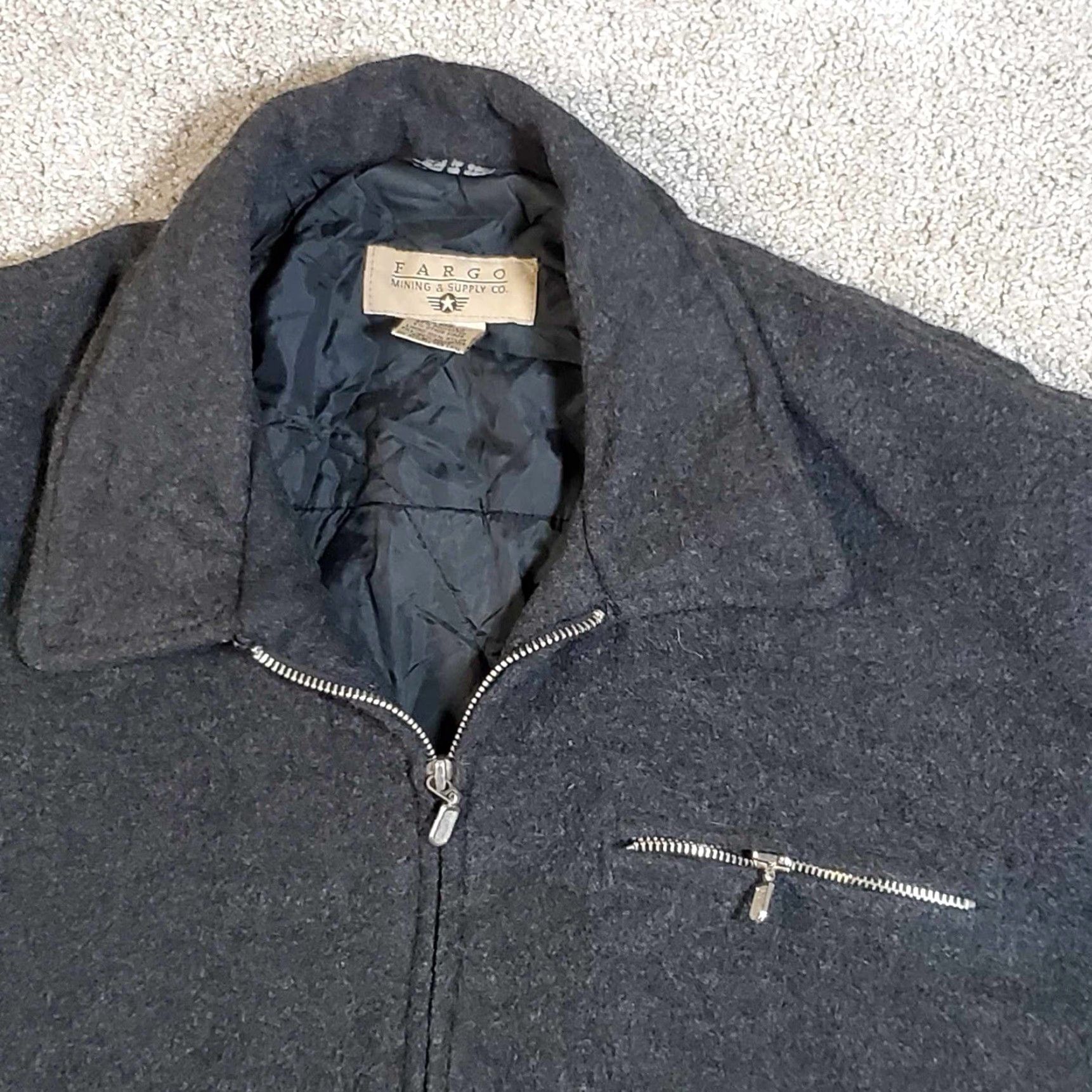 Vintage VINTAGE Fargo Mining Supply Jacket Unisex Adults Medium Black Wool Full Zip Overcoat M Size US M / EU 48-50 / 2 - 3 Thumbnail