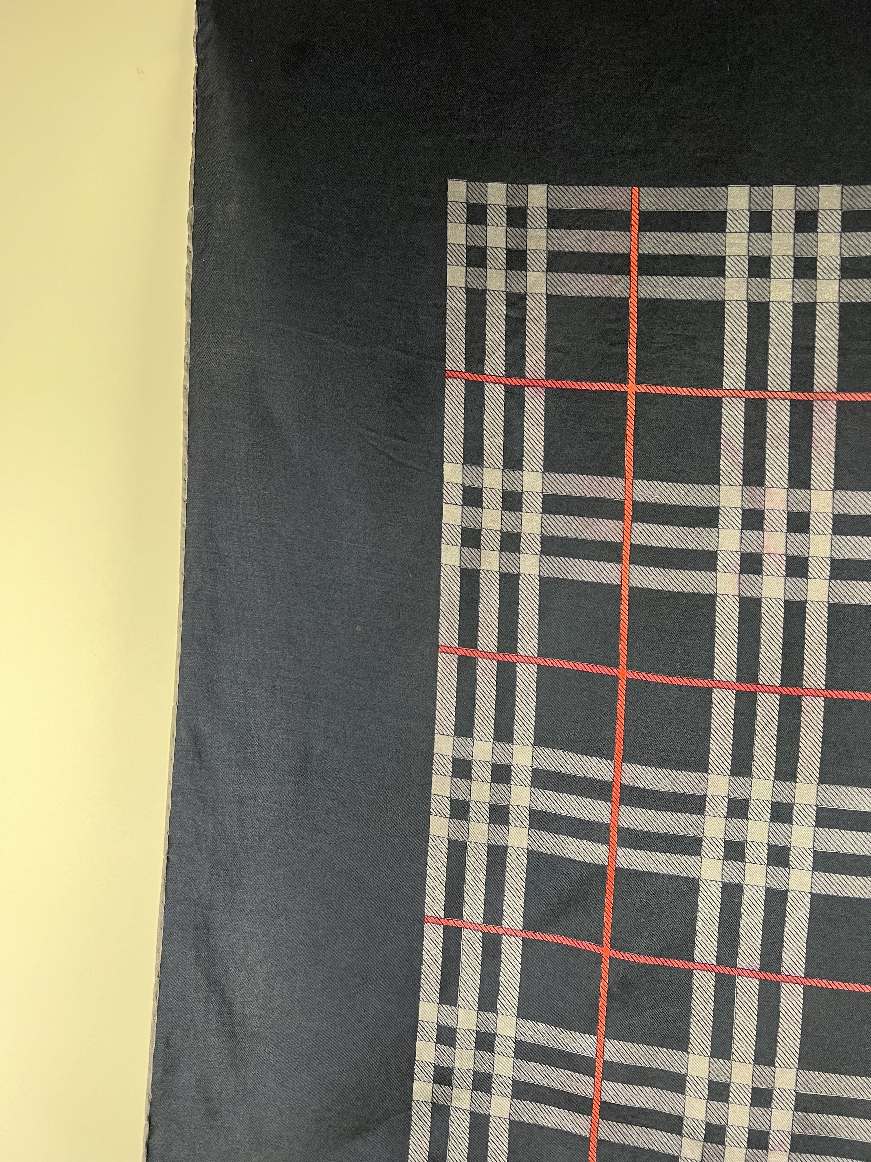 Burberrys Vintage Silk Scarf Nova Check Plaid 78x78