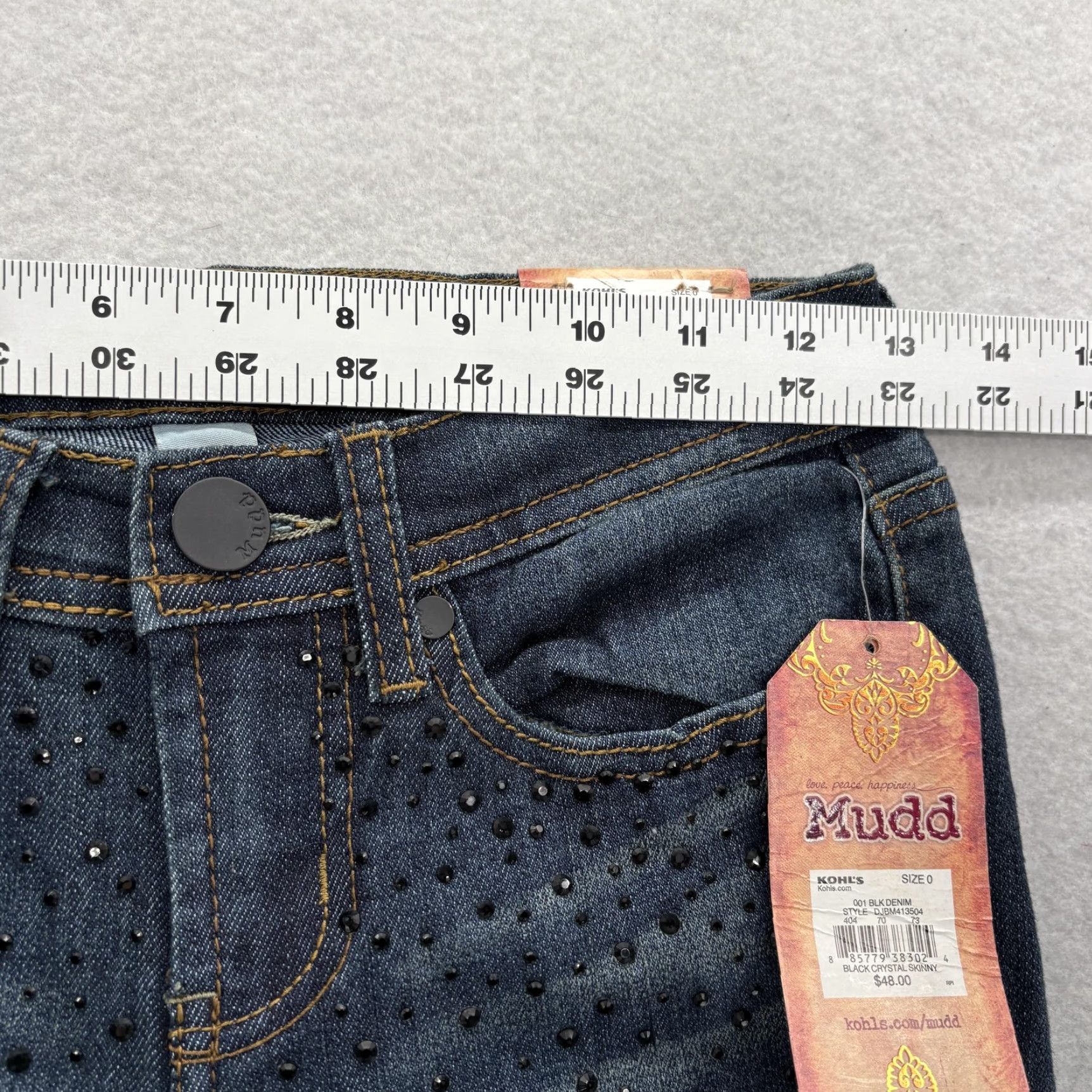 Vintage Mudd Blue Jeans Skinny Junior 0 Low Rise Stretch Studded Rhinestone Embroidered 5-Pocket Denim N/A Womens? Size 25" / US 0 / IT 36 - 6 Thumbnail