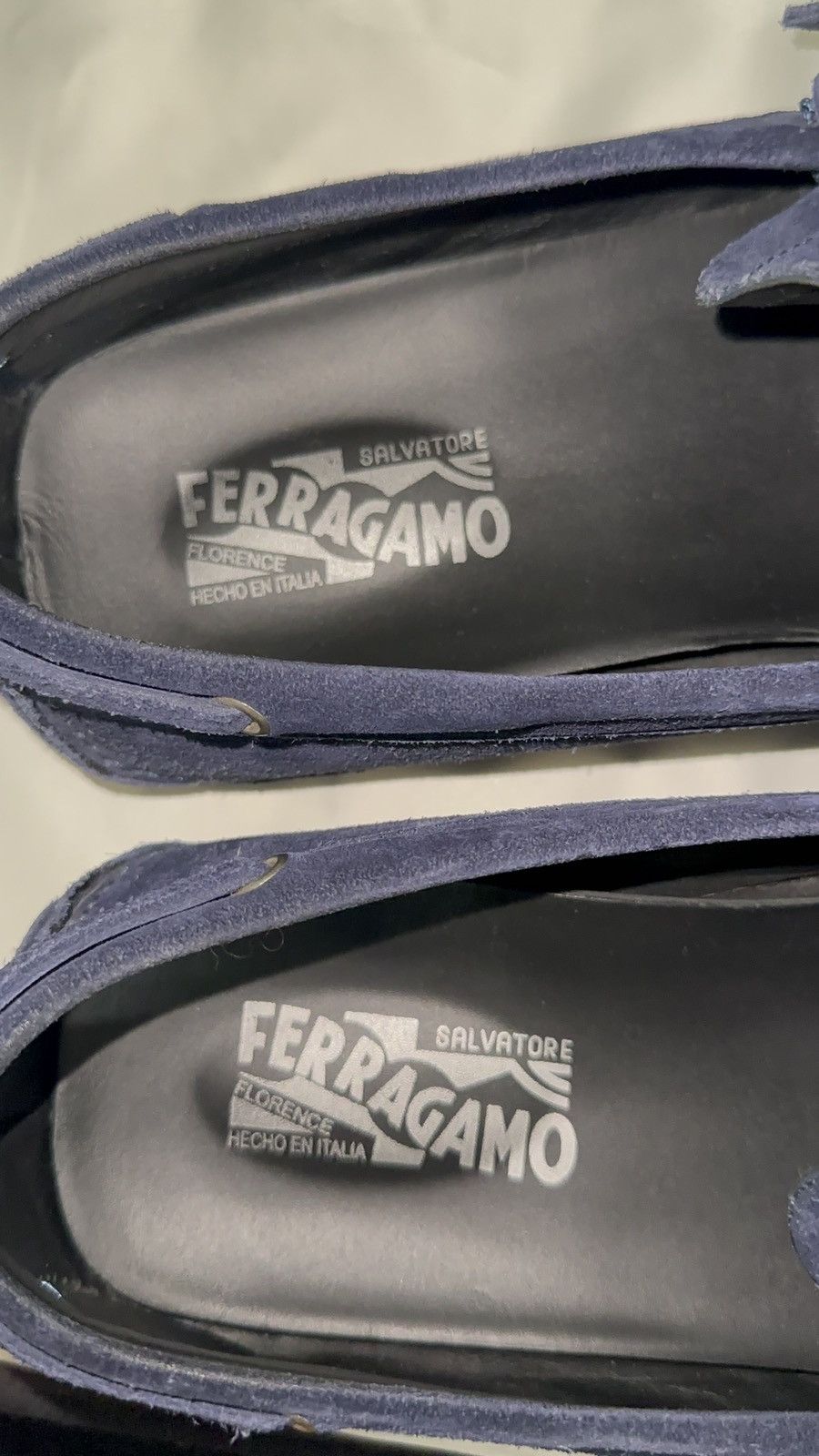 Salvatore Ferragamo Navy Blue Suede Mocasines Size US 11.5 / EU 44-45 - 12 Thumbnail