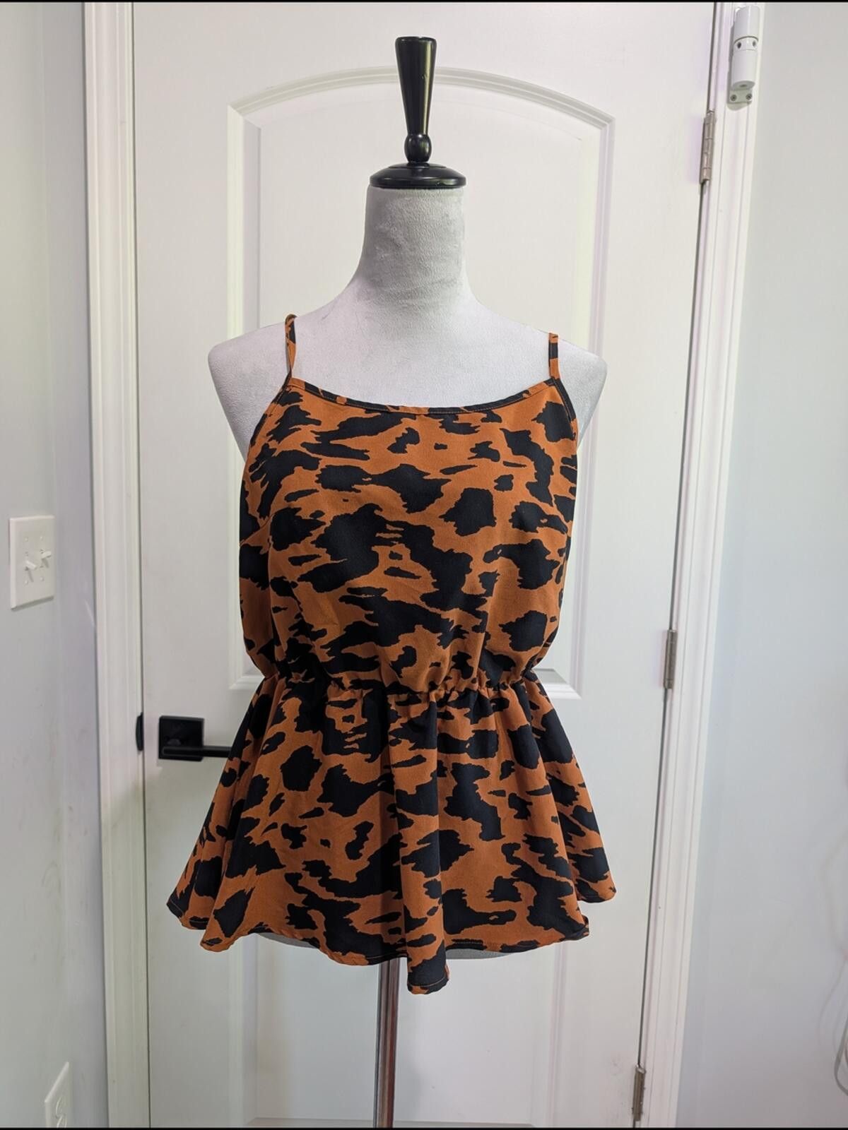 Shein SHEIN Animal Print Spaghetti Strap Peplum Cami Size L / US 10 / IT 46 - 3 Thumbnail