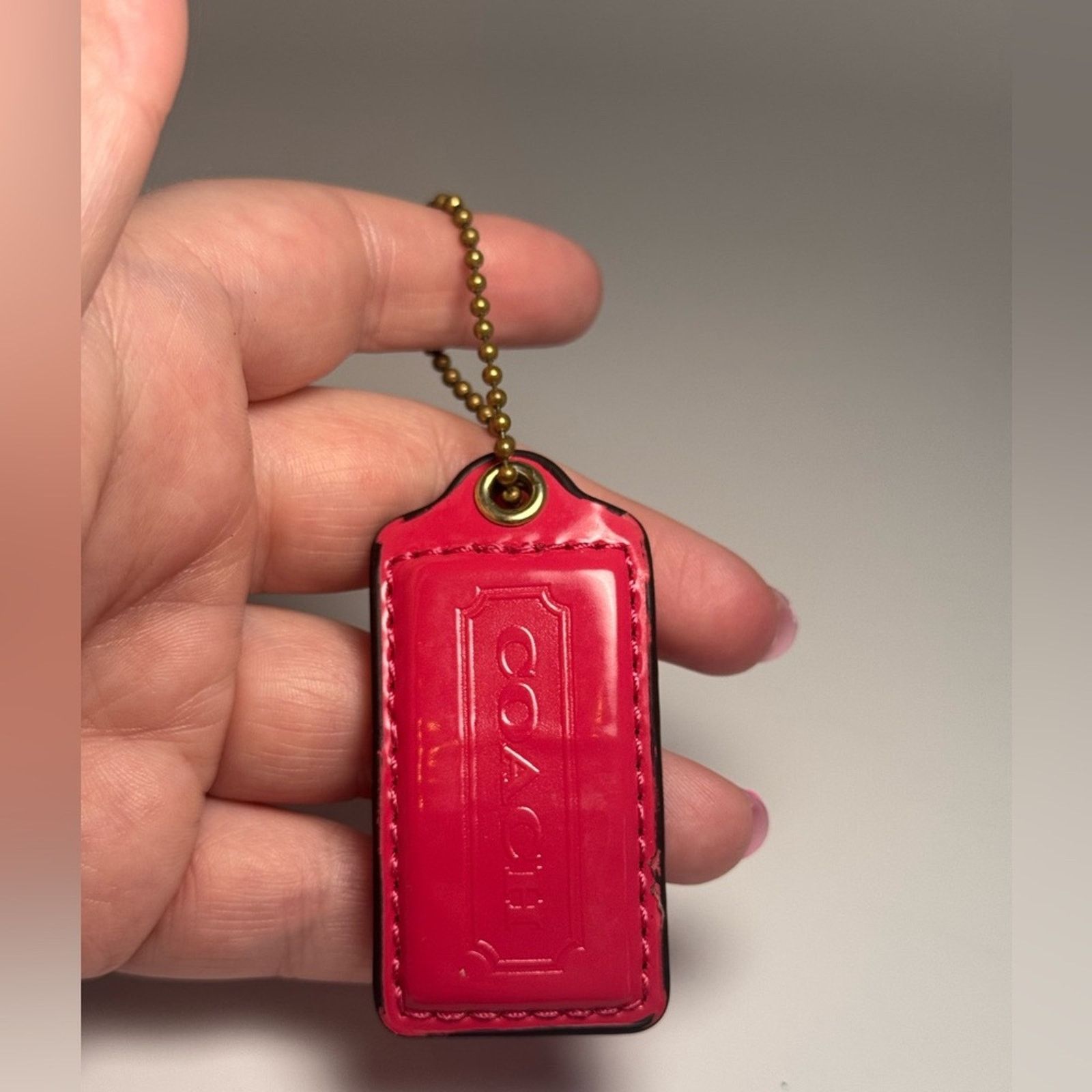 Coach Coach Hot Pink Leather Hang Tag Bag Charm w/Ball Chain Size ONE SIZE - 1 Thumbnail