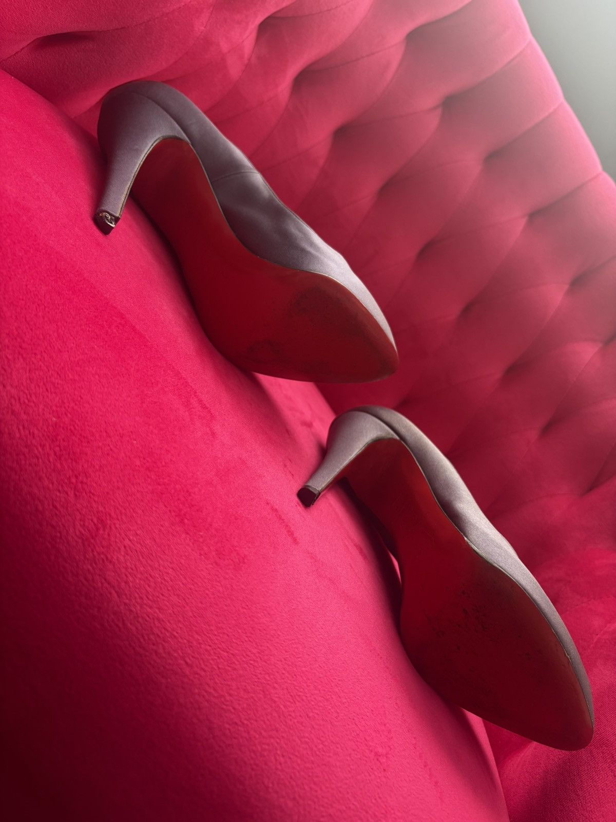 Christian Louboutin Christian Louboutin Gray Satin Pump Heels Size US 6.5 / IT 36.5 - 6 Thumbnail