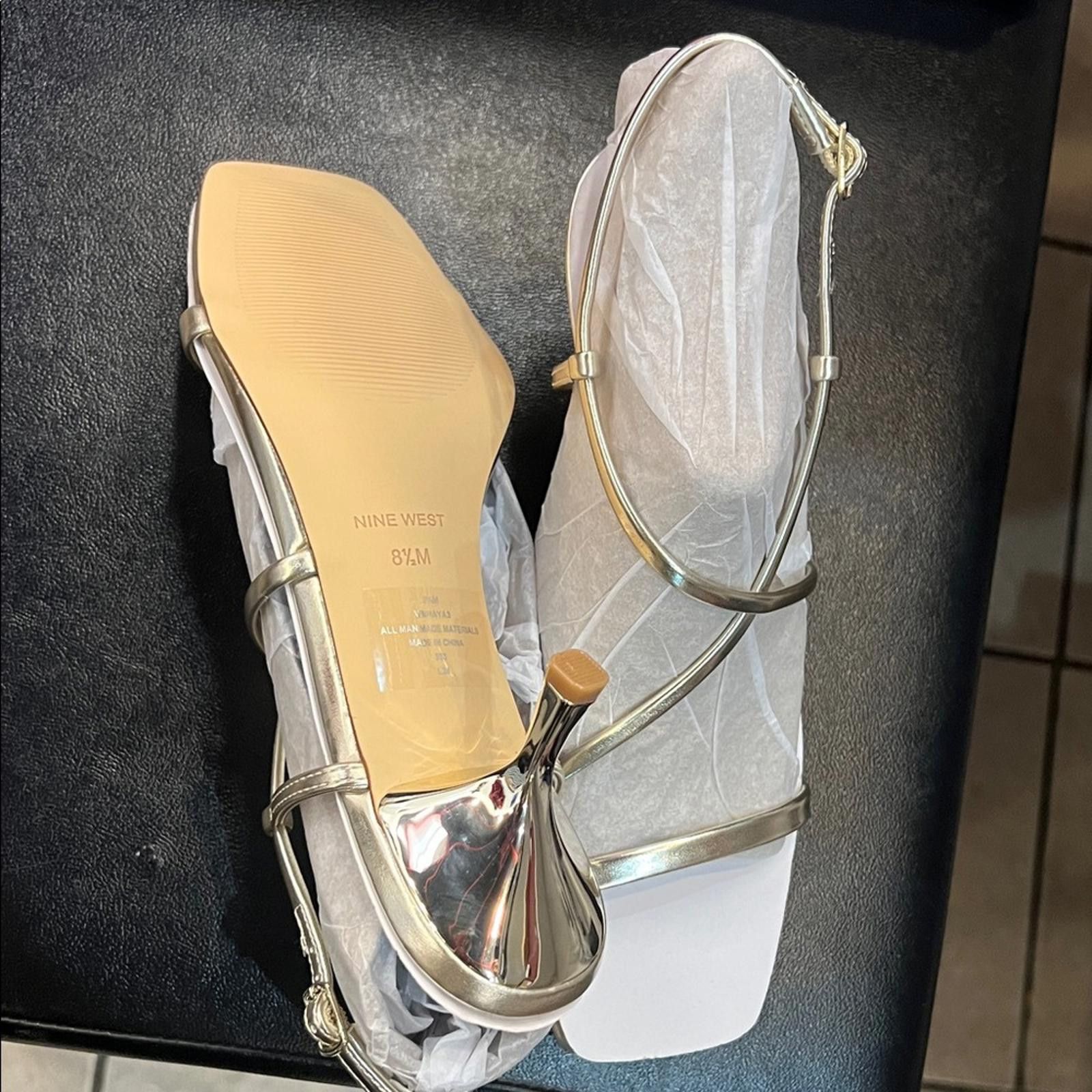 Nine West Nine West Metallic Gold Strappy Sandals Size US 8.5 / IT 38.5 - 4 Thumbnail