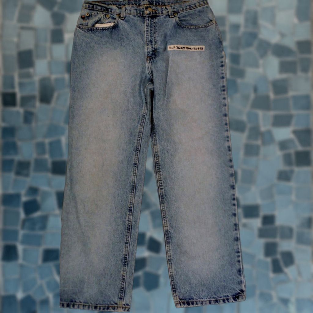Polo Ralph Lauren VINTAGE Ralph Lauren Polo Women's Denim Jeans 36x29 90s Medium Blue Distressed Boyfriend Fit Size 36" / US 14 / IT 50 - 1 Thumbnail