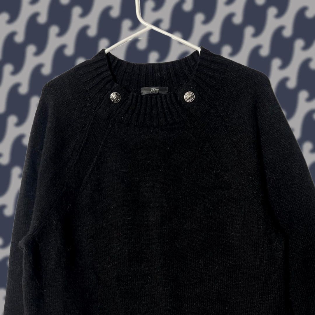 J.Crew VINTAGE J. Crew Wool Blend Black 2 Silver Button Pullover Sweater Women's Size L Size L / US 10 / IT 46 - 1 Thumbnail
