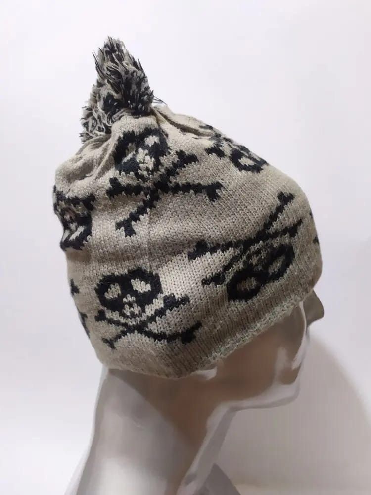 Handmade Unknown Fullprint Skull Beanie Punk Bondage design hats Size ONE SIZE - 4 Thumbnail