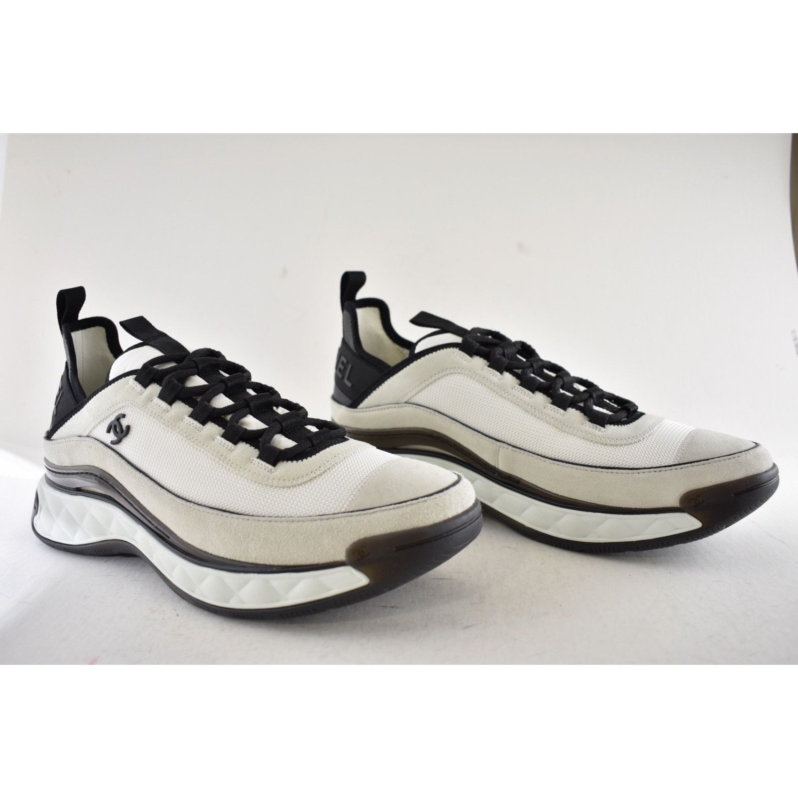 Chanel Mens White Grey Black CC Logo Low Top Trainer Sneaker 11 Size US 11 / EU 44 - 6 Thumbnail